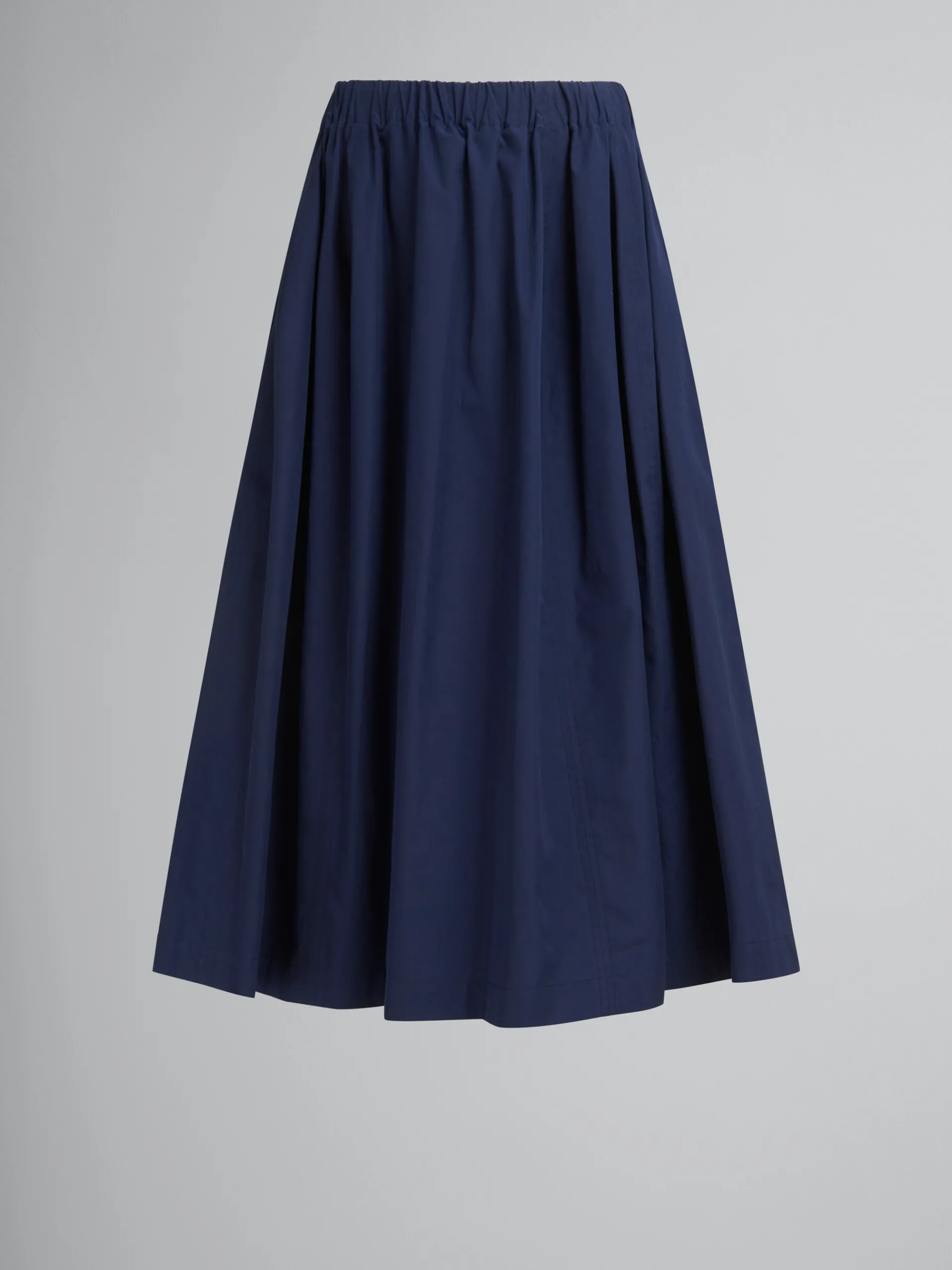 Skirts>Marni Blue Organic Poplin Elasticated Midi Skirt LIGHTNAVY