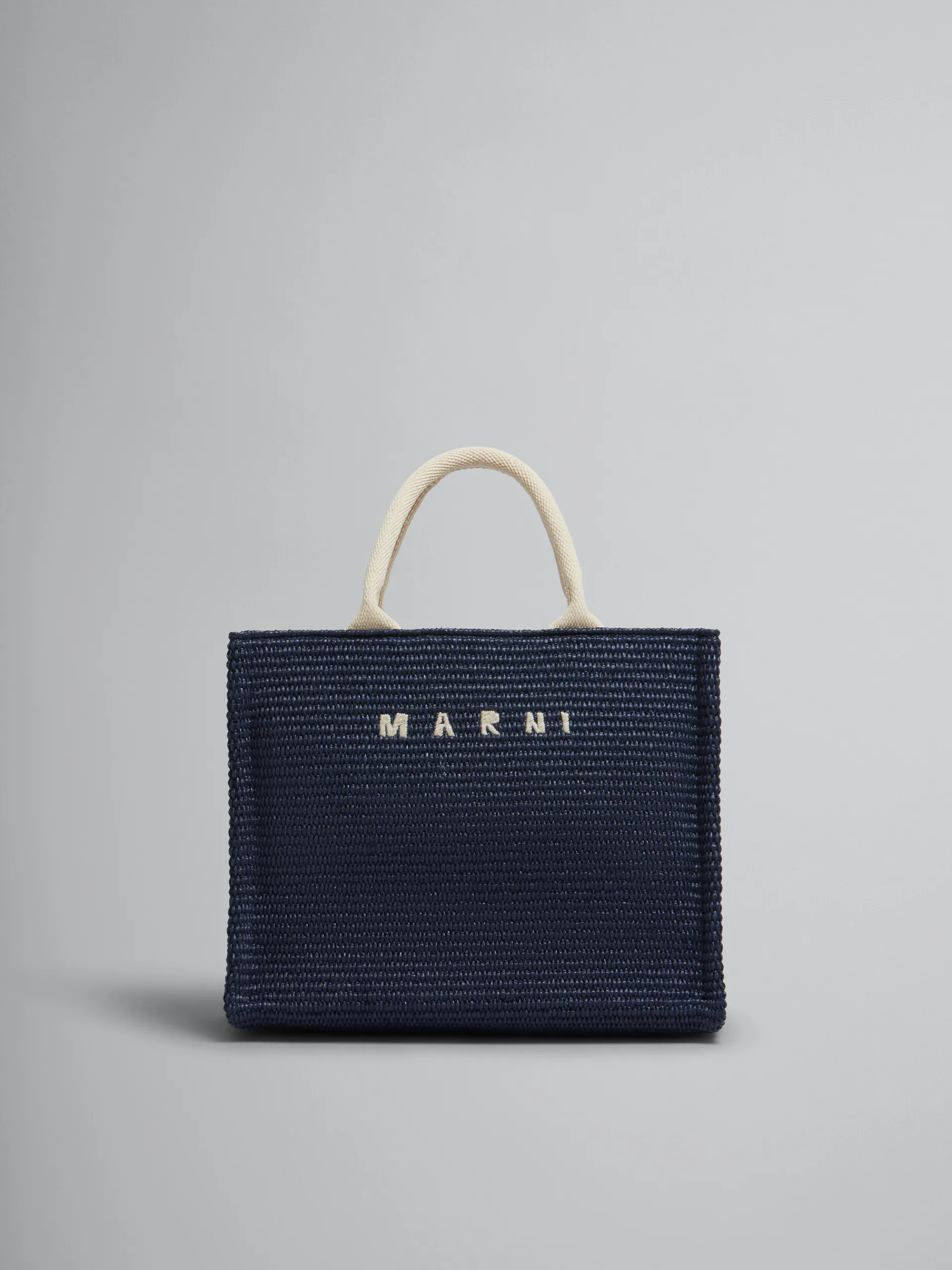 Tote Bags>Marni Blue Raffia-effect Small Tote Bag ULTRAMARINE