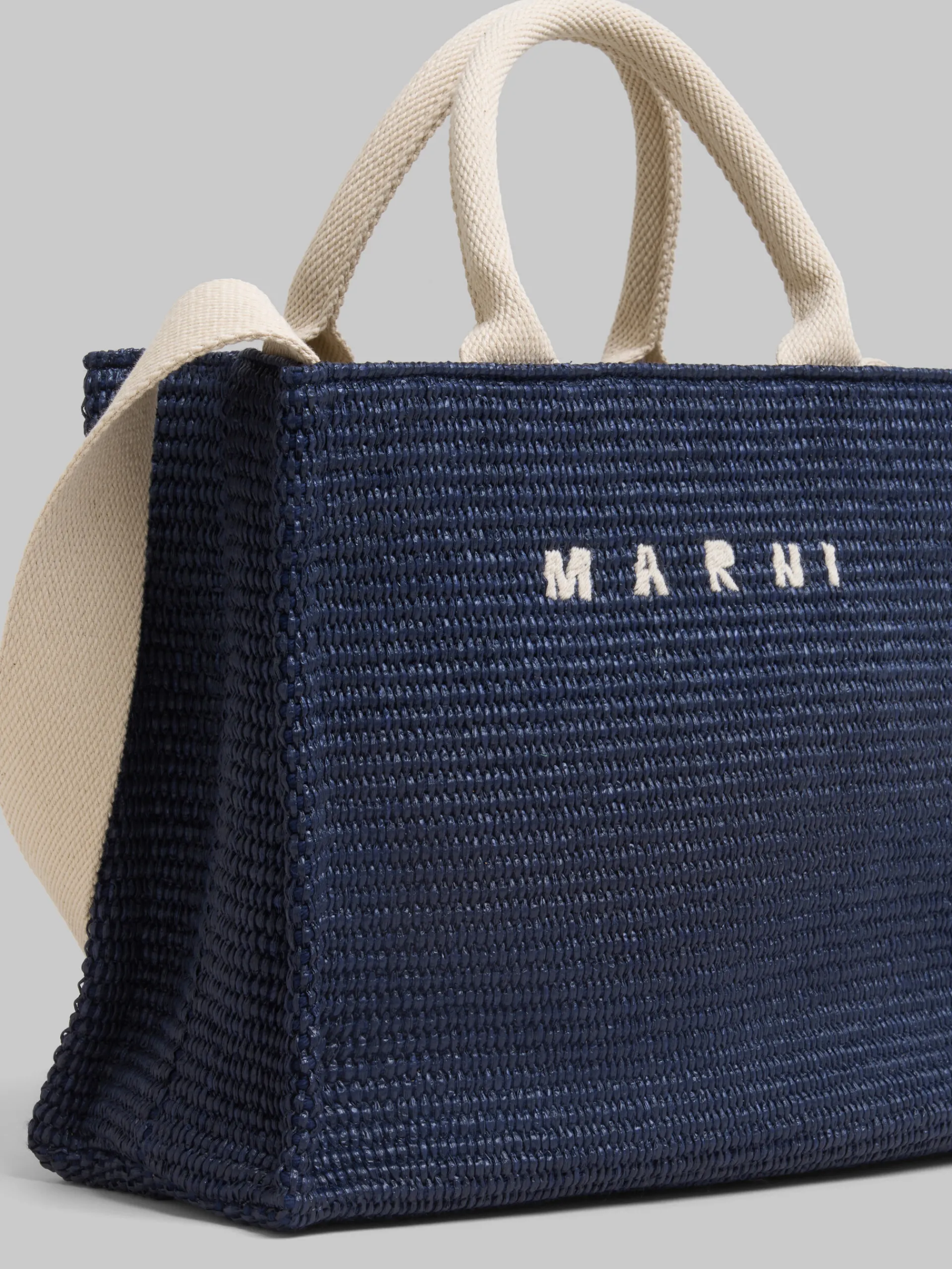 Tote Bags>Marni Blue Raffia-effect Small Tote Bag ULTRAMARINE