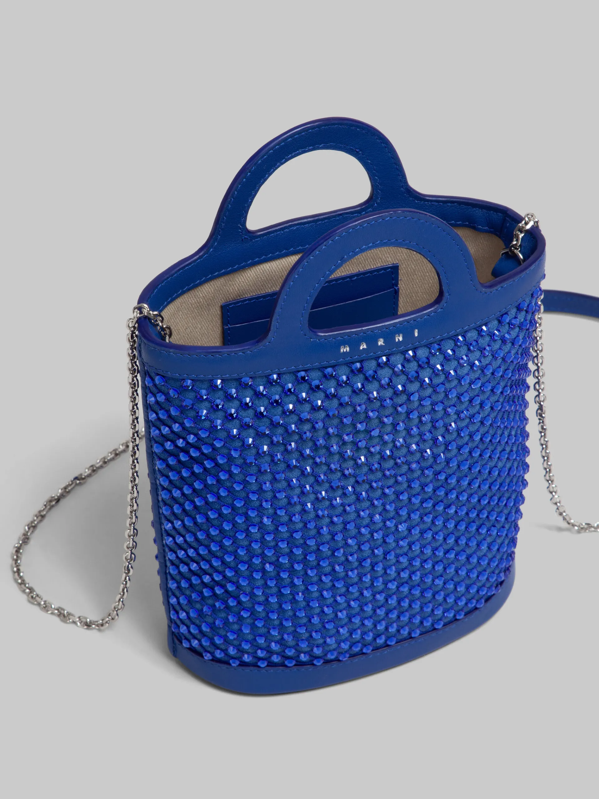 Wallets & Small Leather Goods>Marni Blue Rhinestone Tropicalia Nano Bucket Bag ROYAL