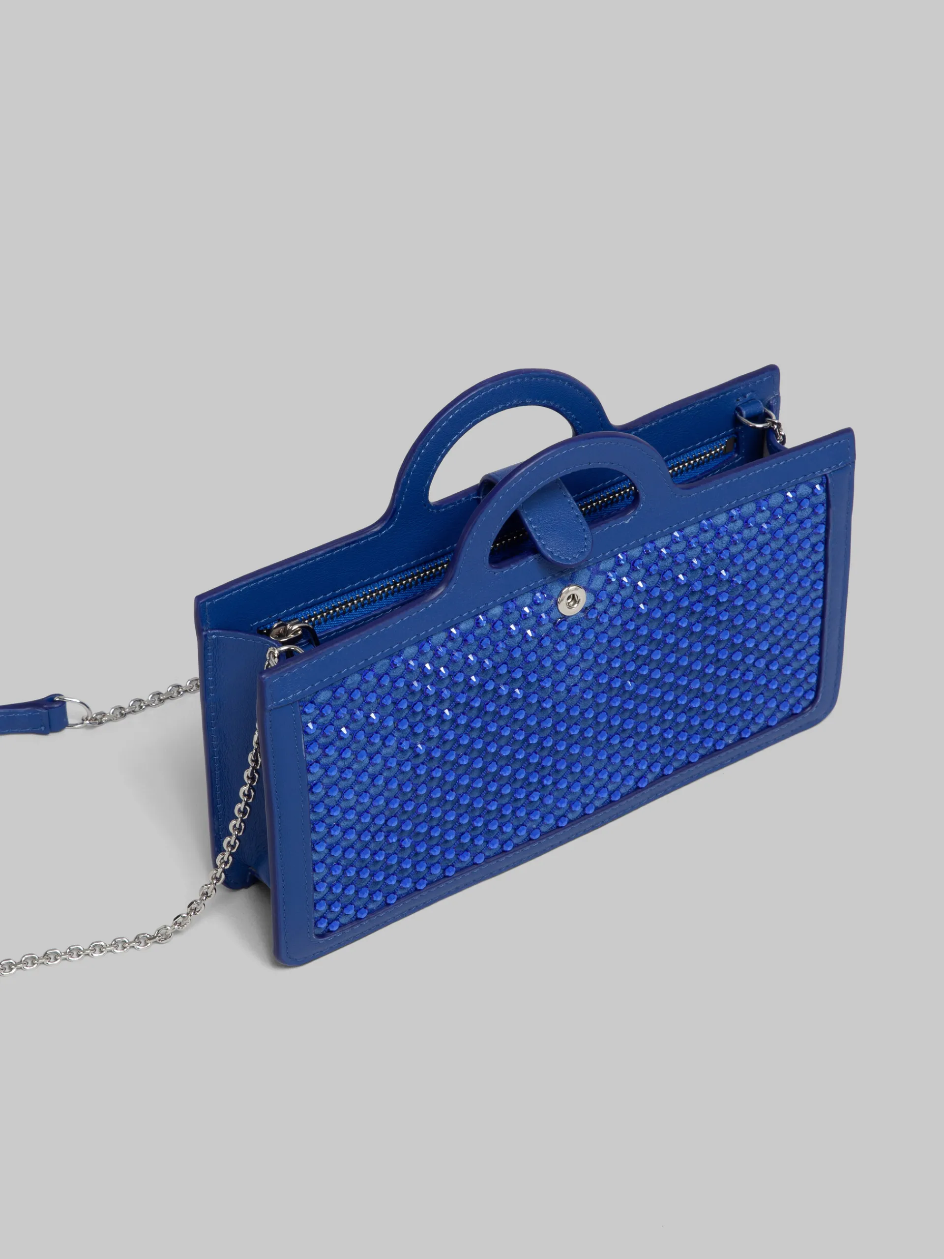 Wallets & Small Leather Goods>Marni Blue Rhinestone Tropicalia Long Wallet With Chain Strap ROYAL