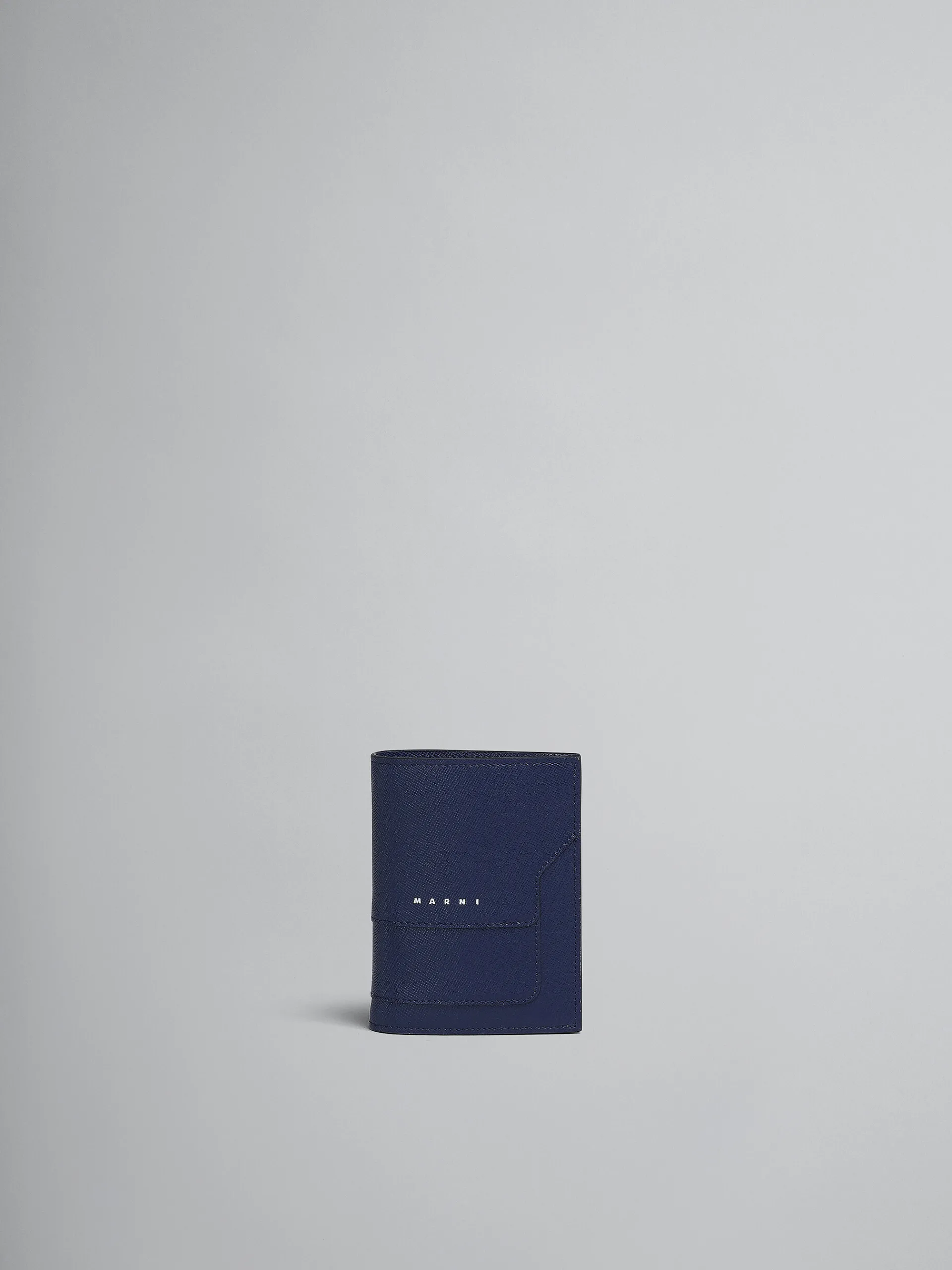 Wallets & Small Leather Goods>Marni Blue Saffiano Leather Bi-fold Wallet BLUBLACK