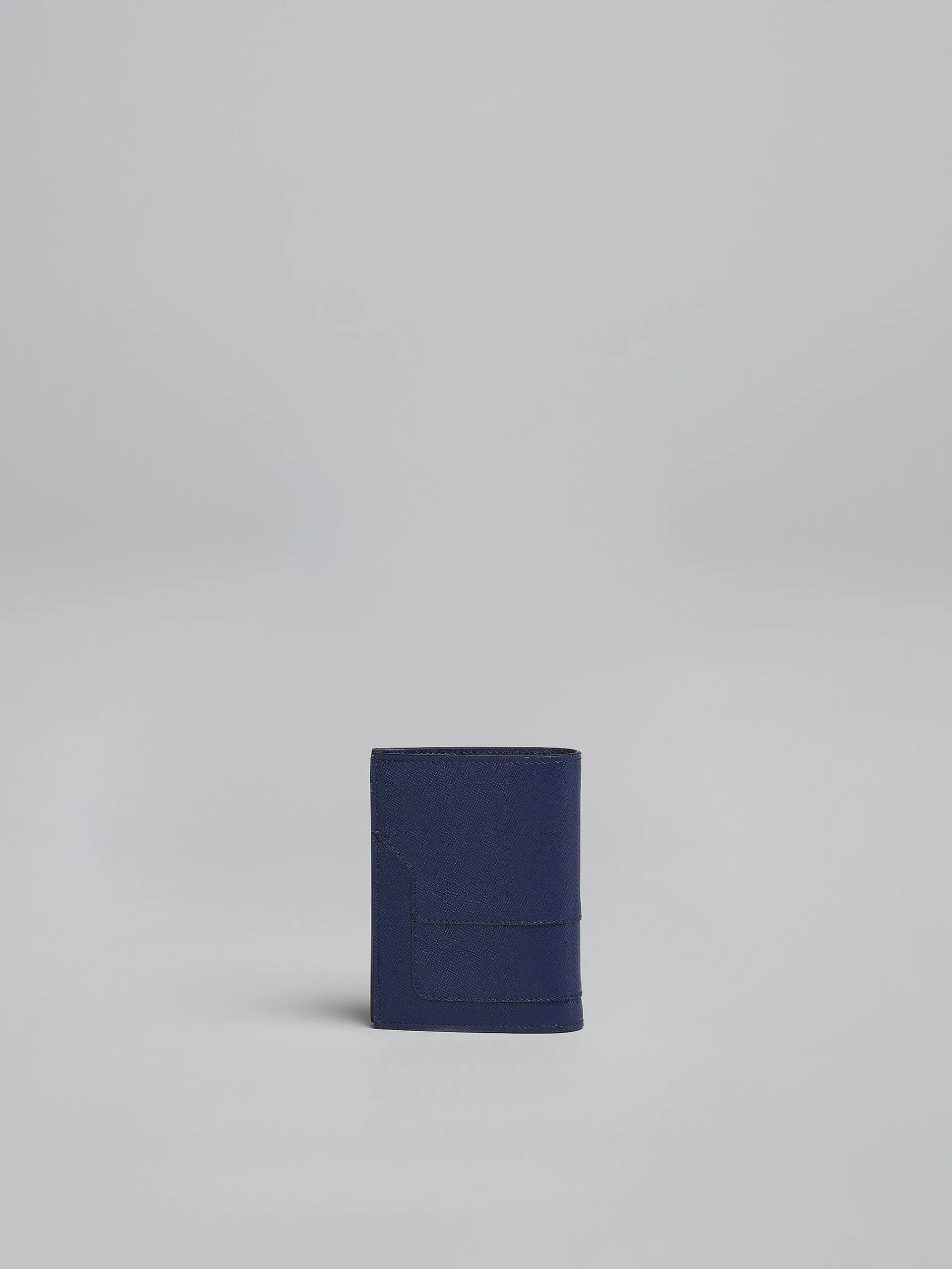 Wallets & Small Leather Goods>Marni Blue Saffiano Leather Bi-fold Wallet BLUBLACK