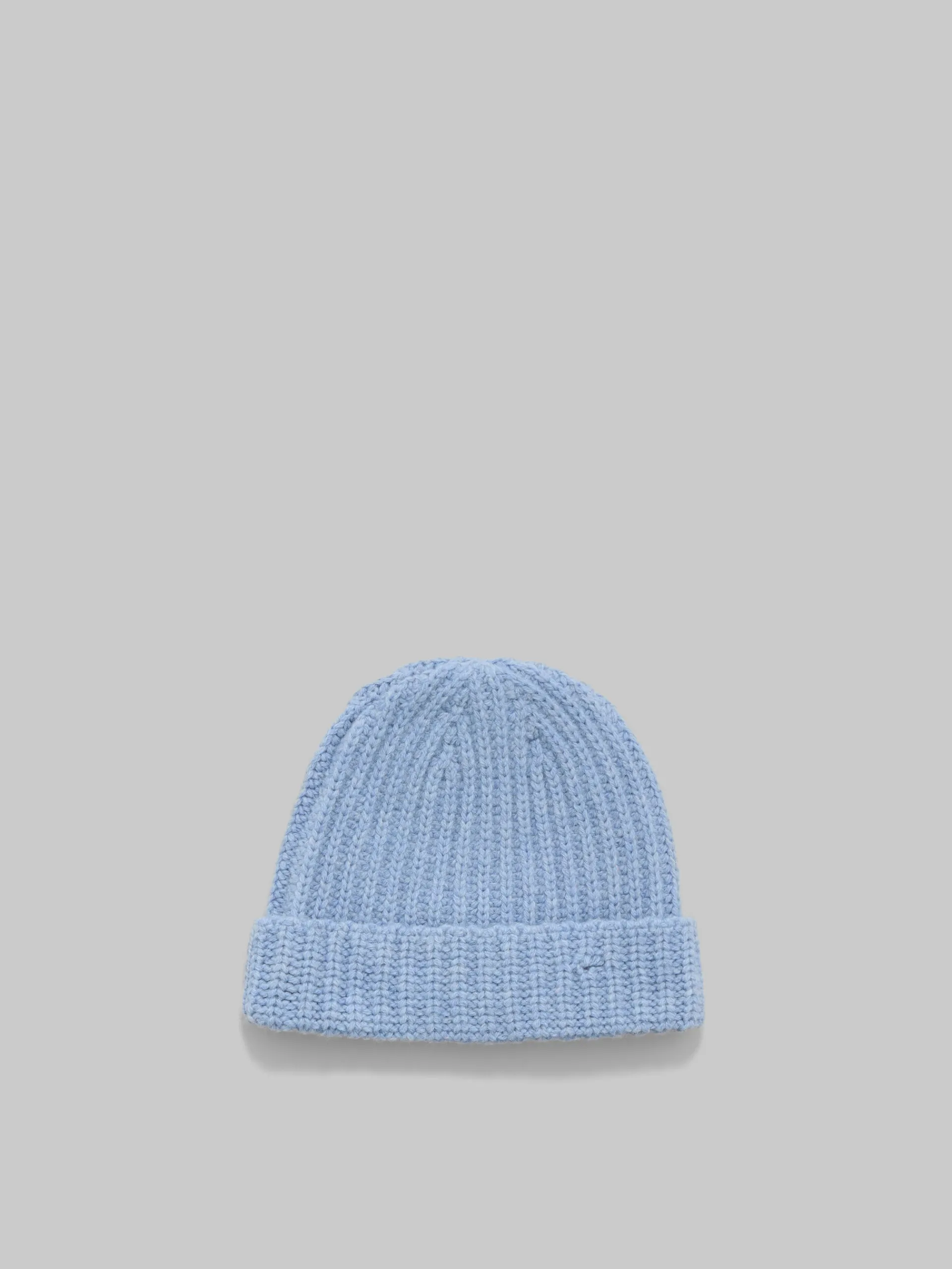 Hats>Marni Blue Shetland Wool Beanie With Mending SMOKEBLUE