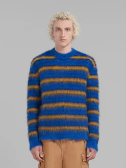 Knitwear>Marni Blue Striped Mohair Jumper ROYAL