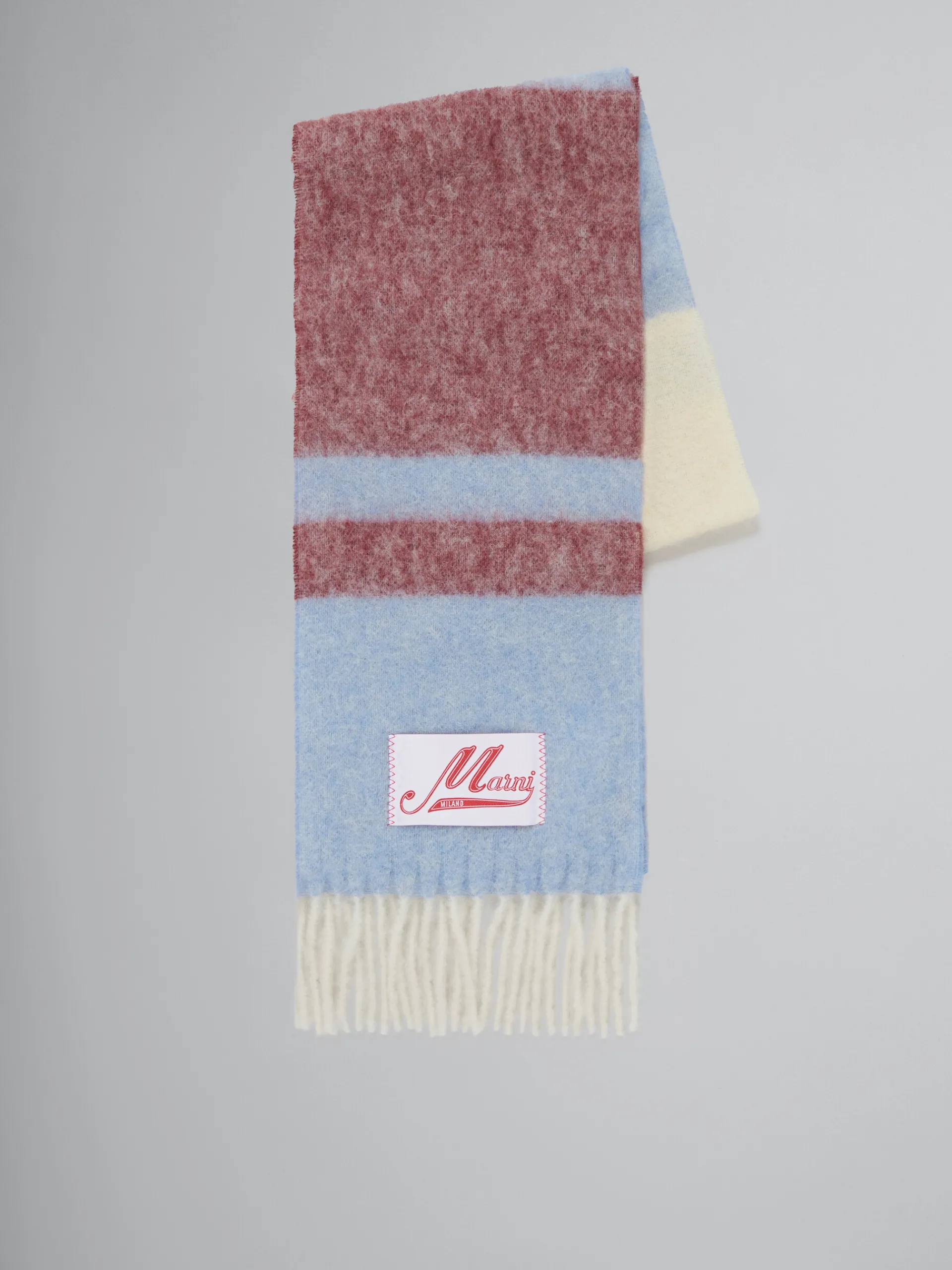 Scarves>Marni Blue Striped Mohair Scarf OPAL