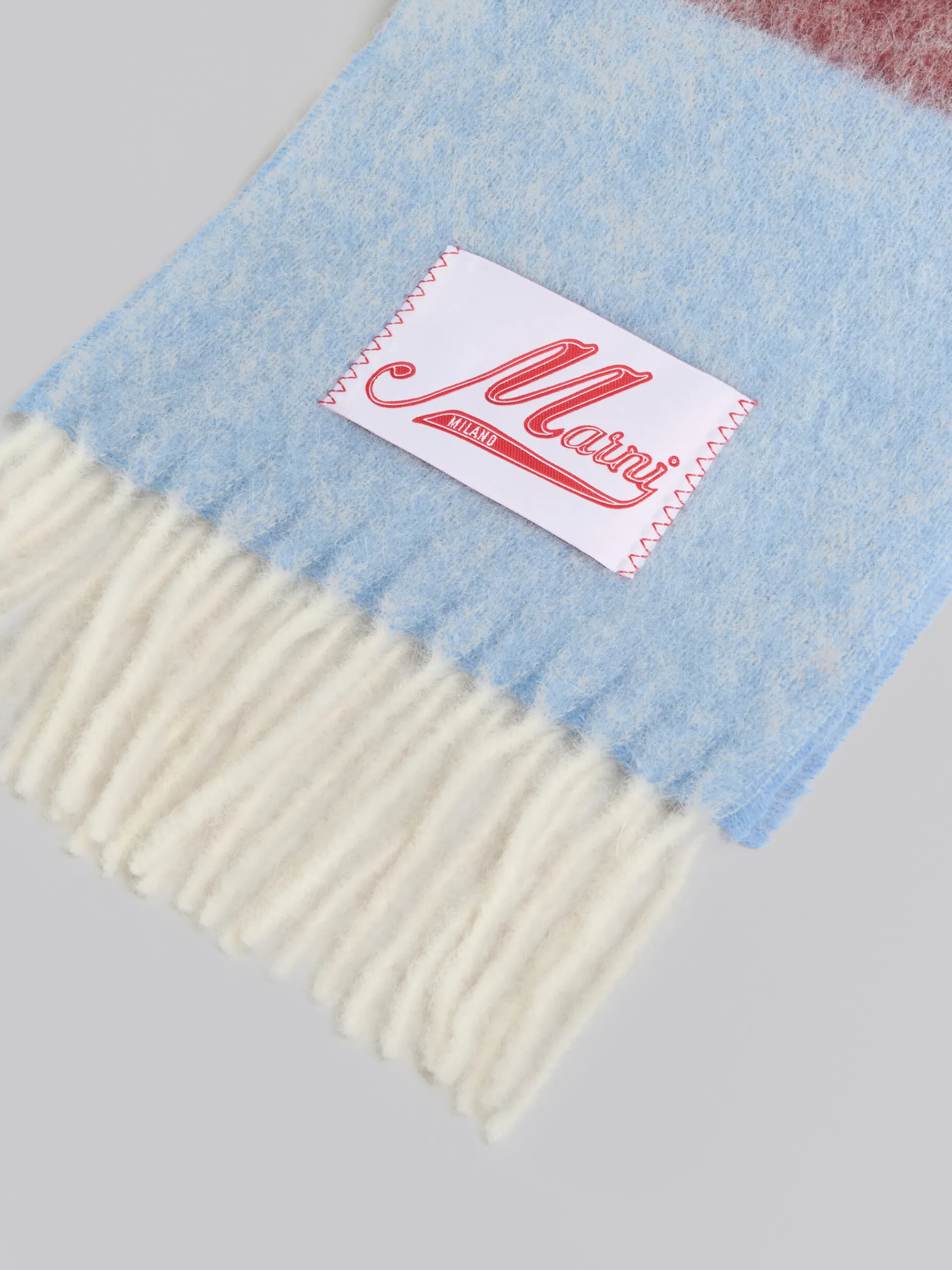 Scarves>Marni Blue Striped Mohair Scarf OPAL