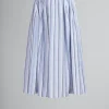 Skirts>Marni Blue Striped Organic Poplin Elasticated Midi Skirt LAKE