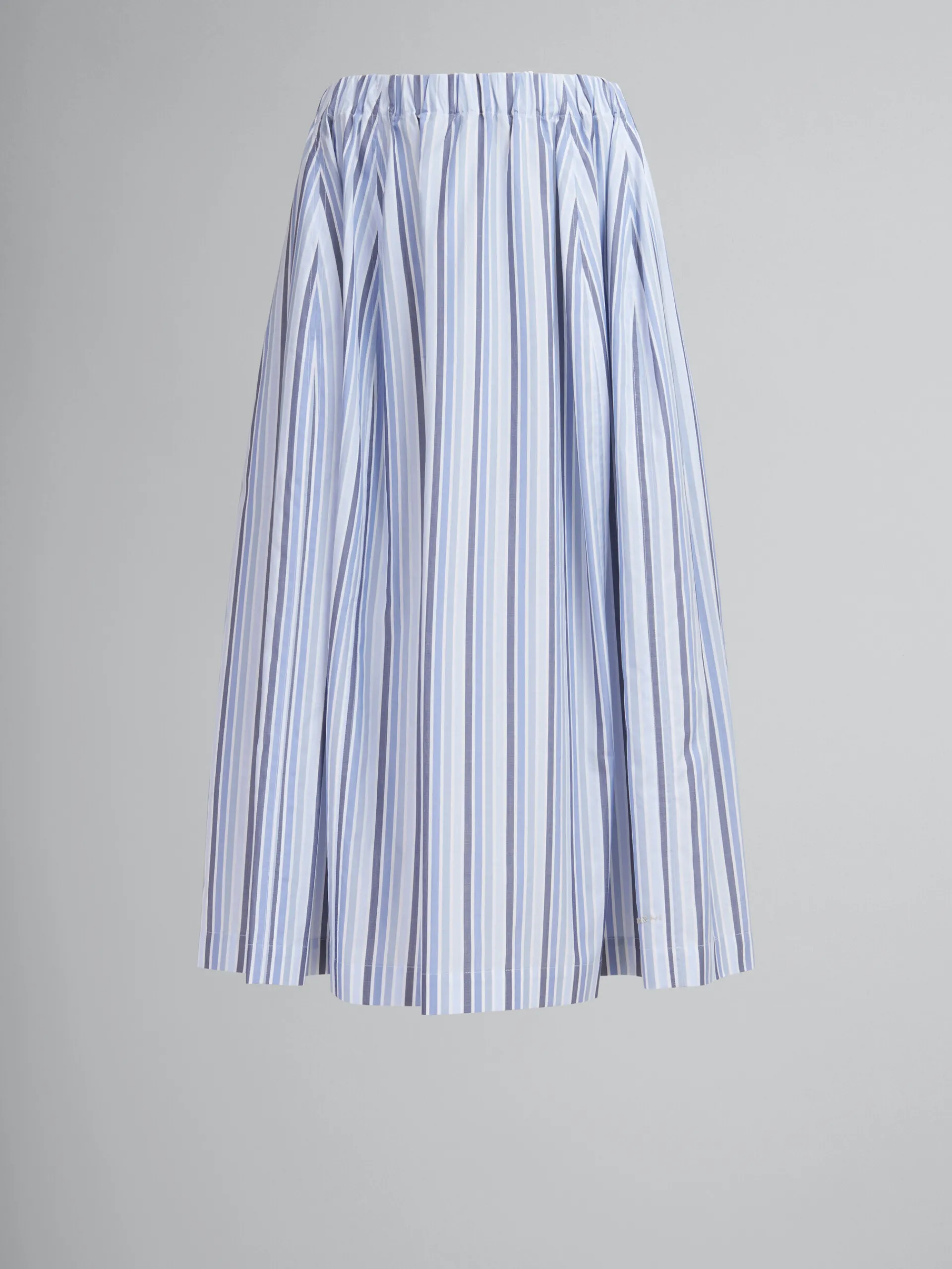 Skirts>Marni Blue Striped Organic Poplin Elasticated Midi Skirt LAKE
