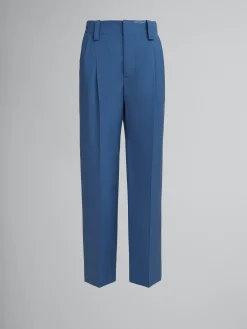 Pants>Marni Blue Tropical Wool Pleated Trousers SAPPHIRE BLUE