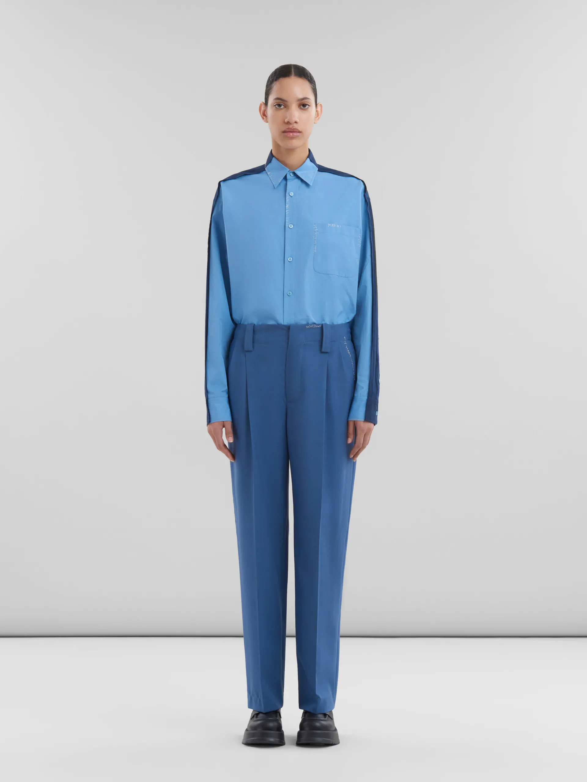 Pants>Marni Blue Tropical Wool Pleated Trousers SAPPHIRE BLUE