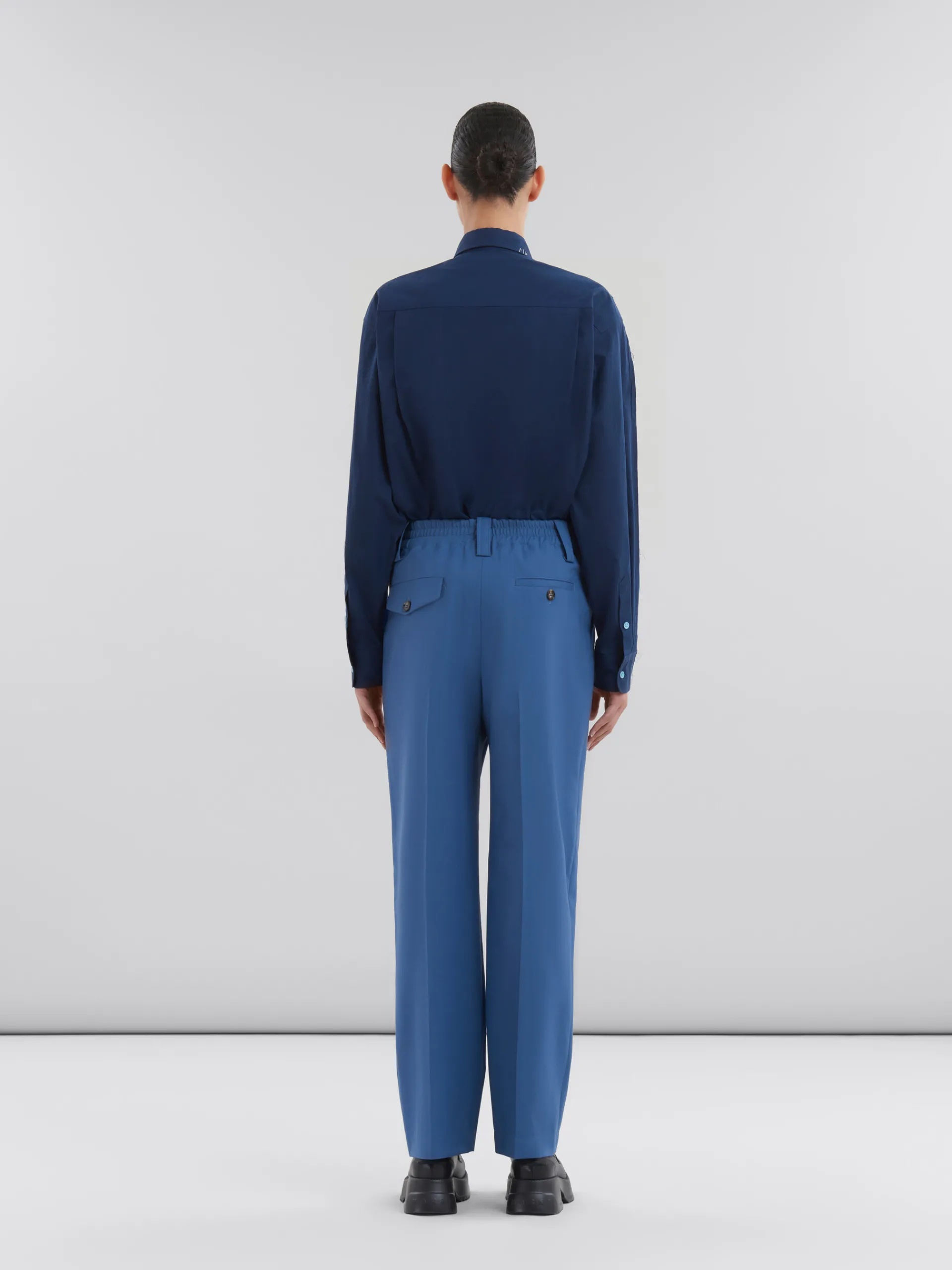 Pants>Marni Blue Tropical Wool Pleated Trousers SAPPHIRE BLUE