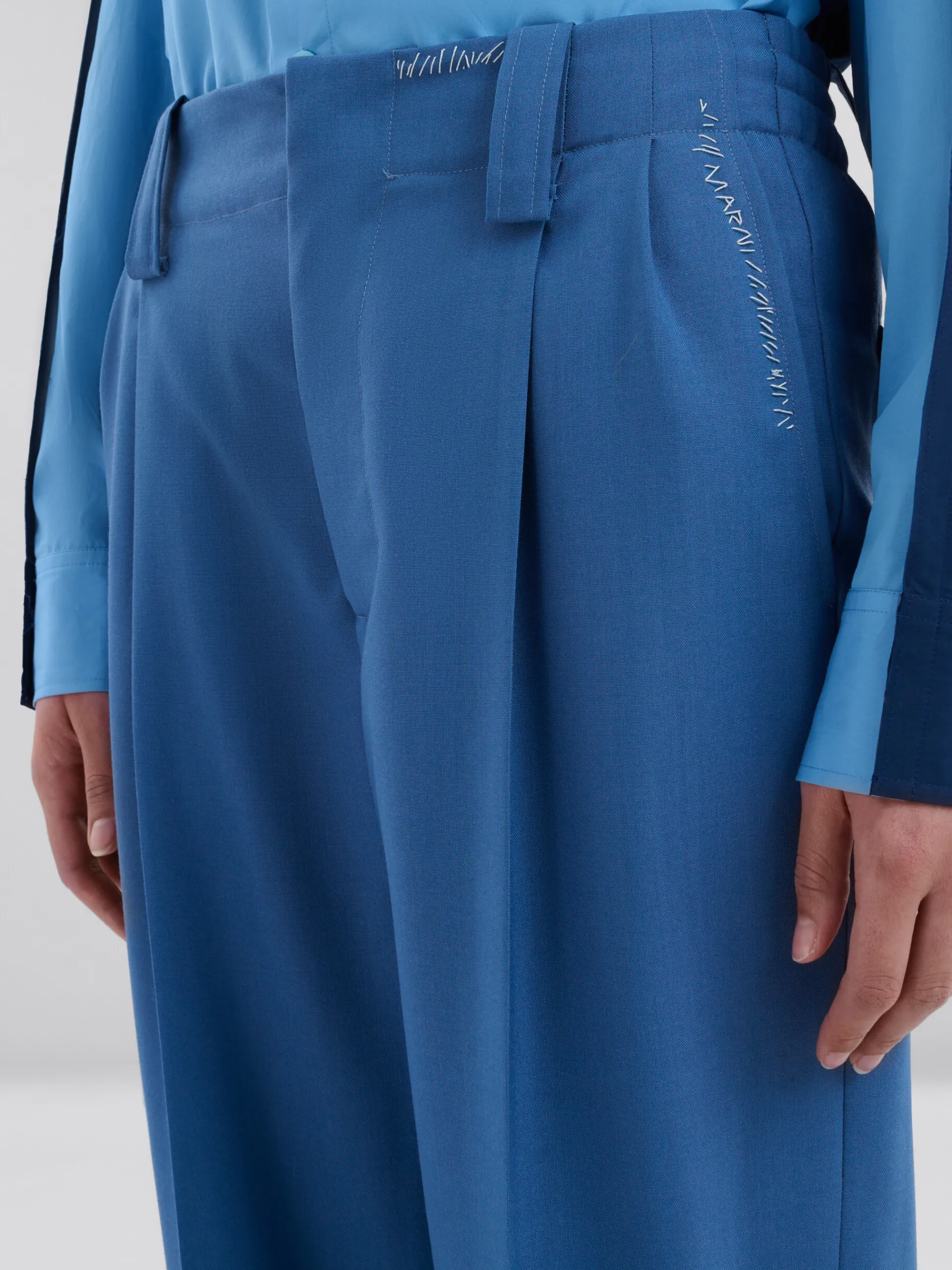 Pants>Marni Blue Tropical Wool Pleated Trousers SAPPHIRE BLUE