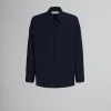 Tops & T-Shirts>Marni Blue Tropical Wool Shirt BLUBLACK