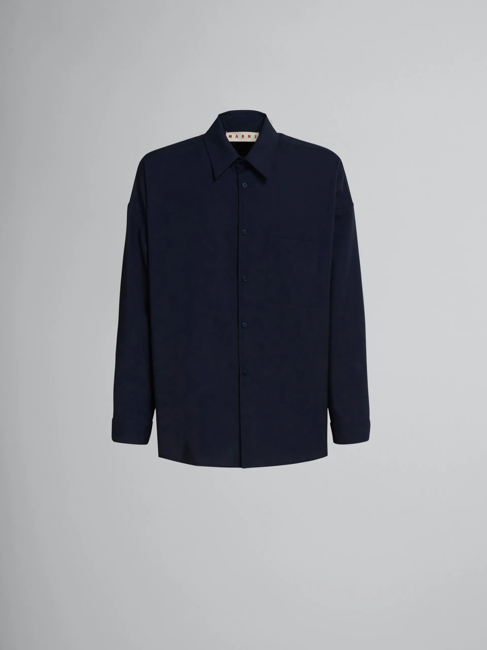 Tops & T-Shirts>Marni Blue Tropical Wool Shirt BLUBLACK