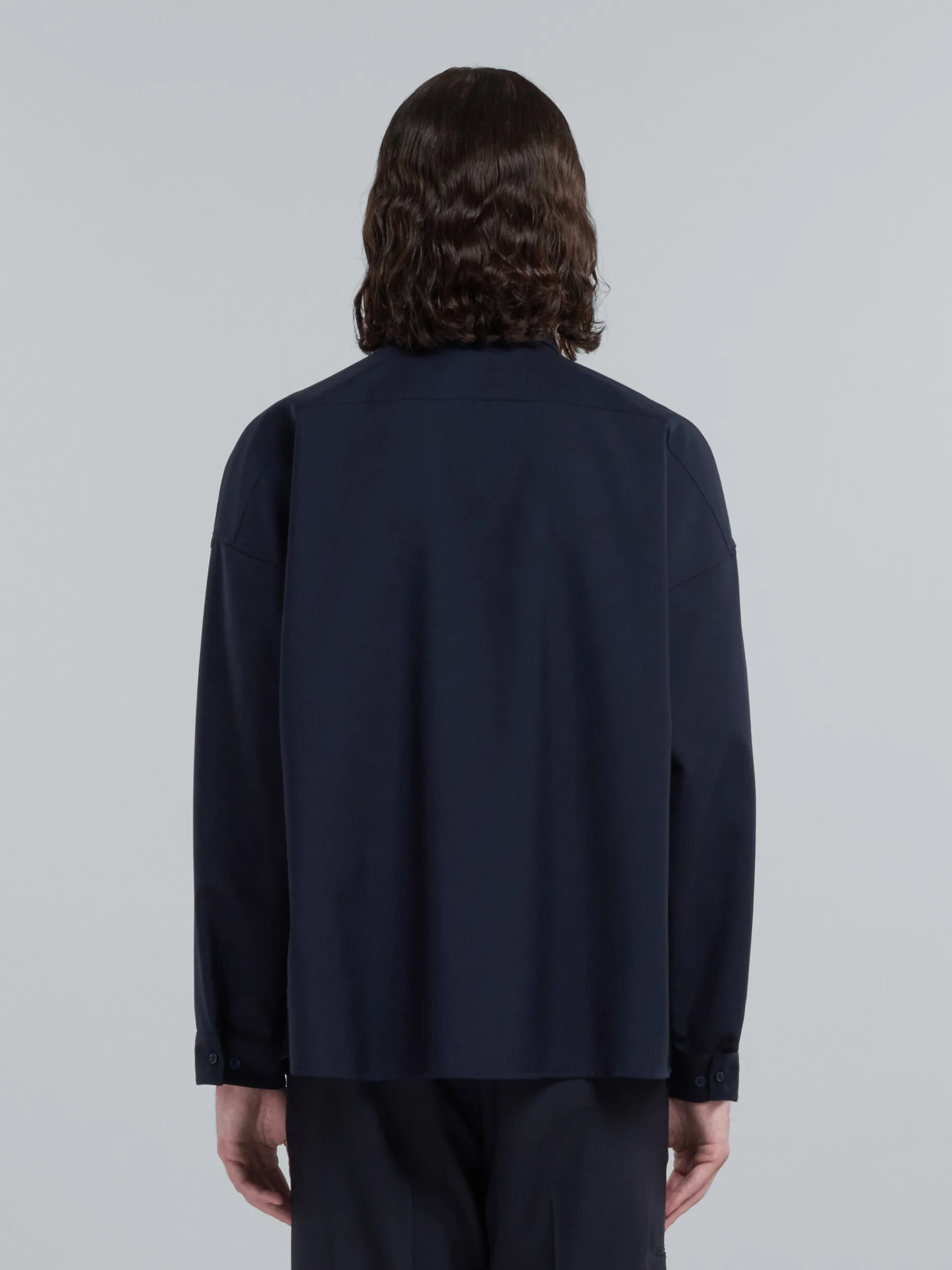 Tops & T-Shirts>Marni Blue Tropical Wool Shirt BLUBLACK