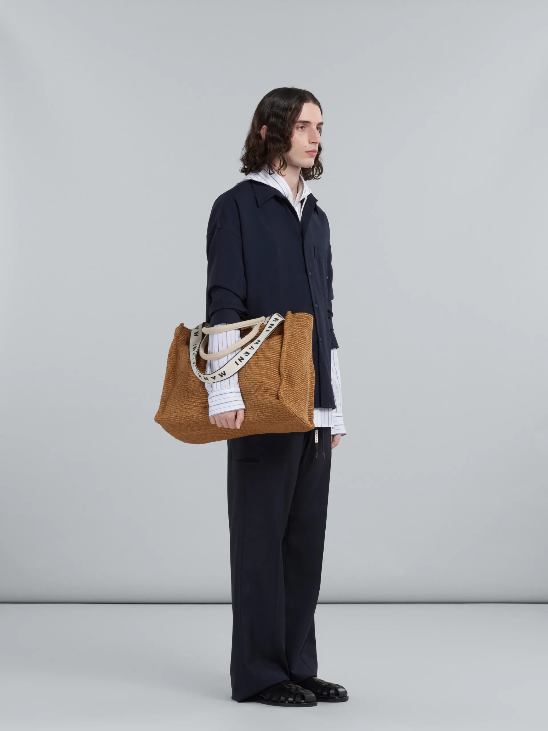Tops & T-Shirts>Marni Blue Tropical Wool Shirt BLUBLACK