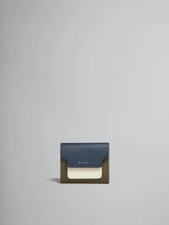Wallets & Small Leather Goods>Marni Blue White And Green Saffiano Leather Wallet NIGHT BLUE/TALC/DUSTY OLIVE