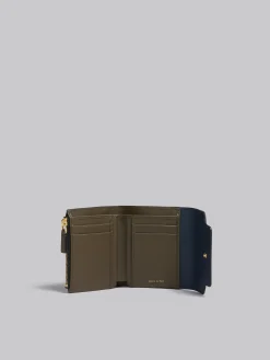 Wallets & Small Leather Goods>Marni Blue White And Green Saffiano Leather Wallet NIGHT BLUE/TALC/DUSTY OLIVE