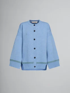 Knitwear>Marni Blue Wool Cardigan With Kimono Sleeves IRISBLUE
