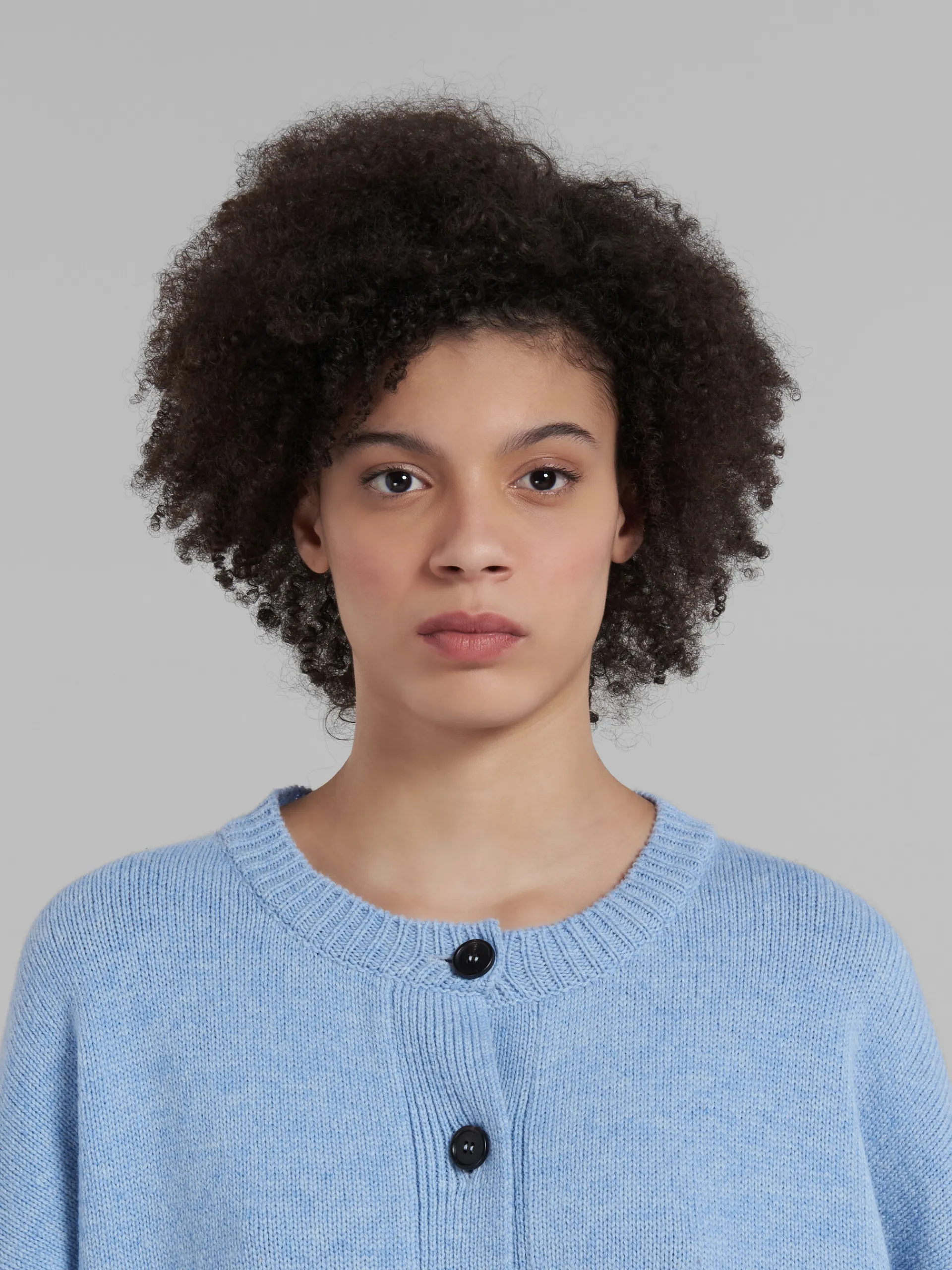 Knitwear>Marni Blue Wool Cardigan With Kimono Sleeves IRISBLUE