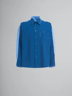 Tops & T-Shirts>Marni Blue Wool Shirt With Contrast Back ORIONBLUE