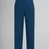 Pants>Marni Blue Wool Trousers With Mending Logo ORIONBLUE