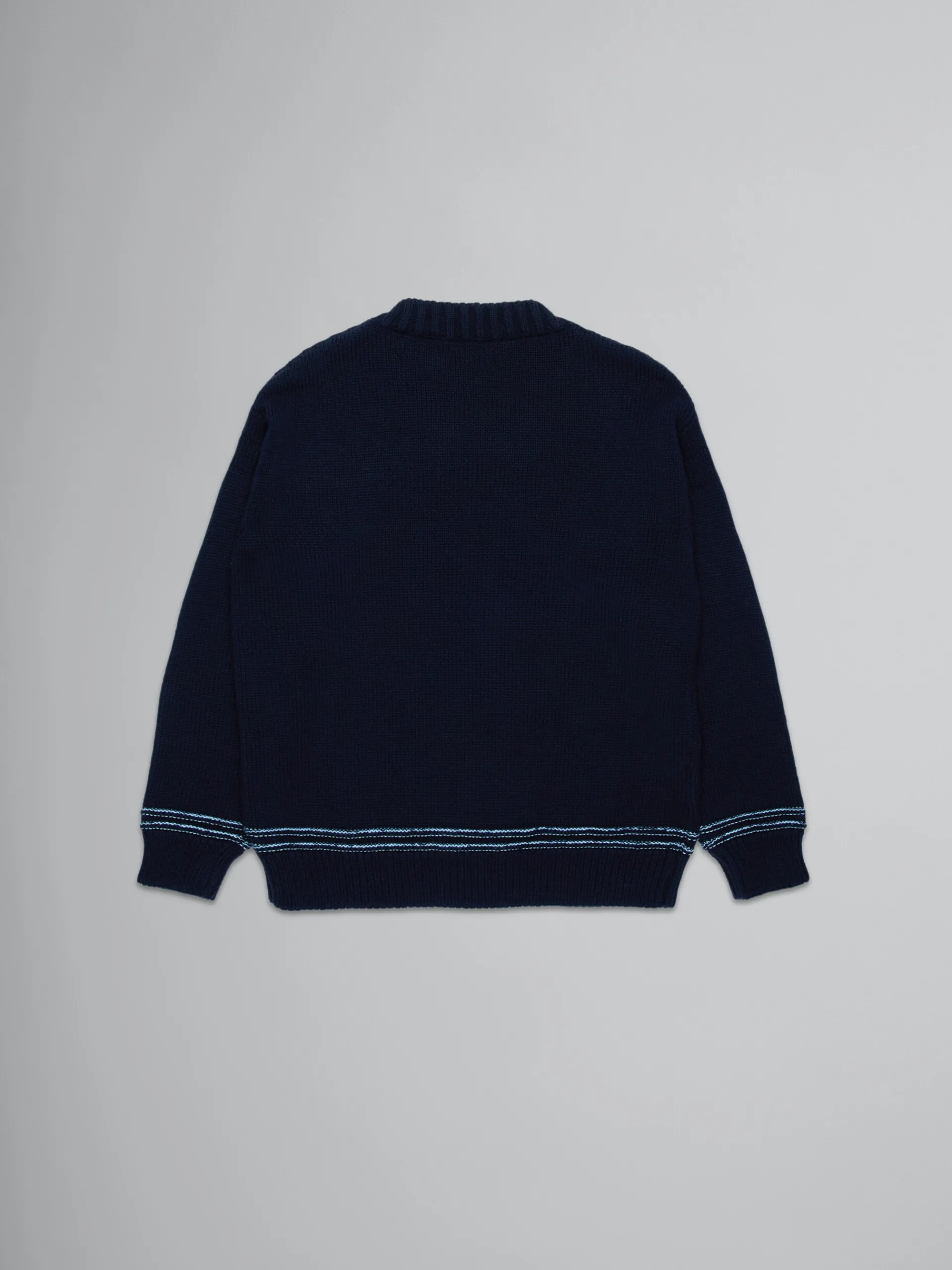 Kids>Marni Blue Wool-blend Pullover With Logo BLUENAVY
