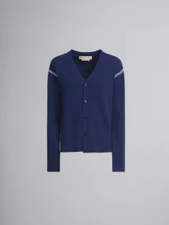 Knitwear>Marni Blue Wool-cashmere Cardigan With Mending BLUECHINA
