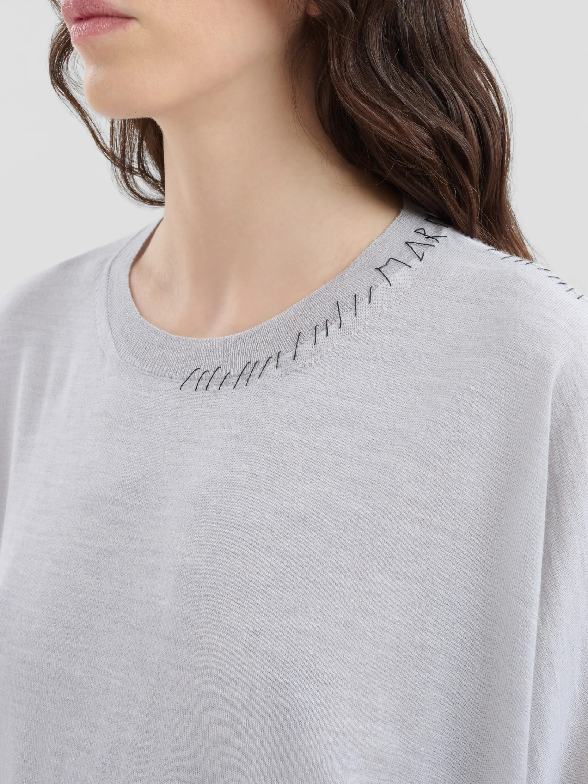 Knitwear>Marni Blue Wool-silk Half-sleeve Jumper With Mending SODIUM