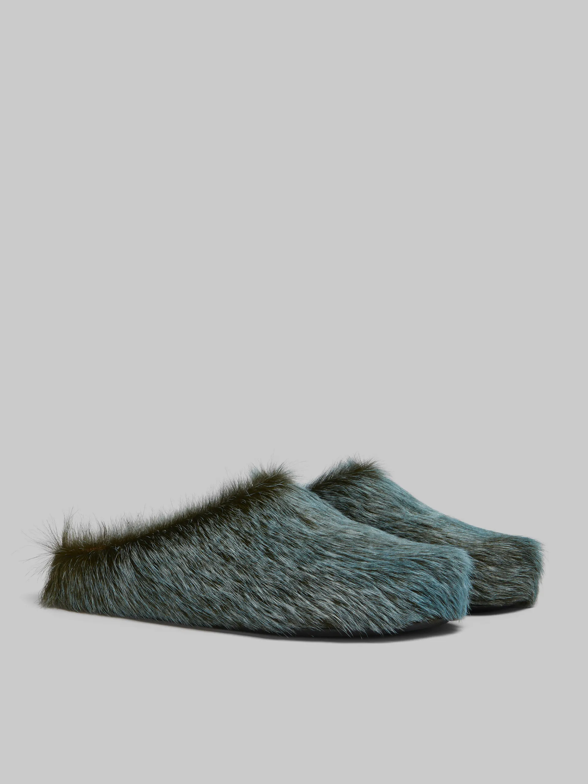 Fussbett Sabot | Pablo Sneakers>Marni Blue-grey Long Hair Calfskin Fussbett Sabot BLUESODALITE