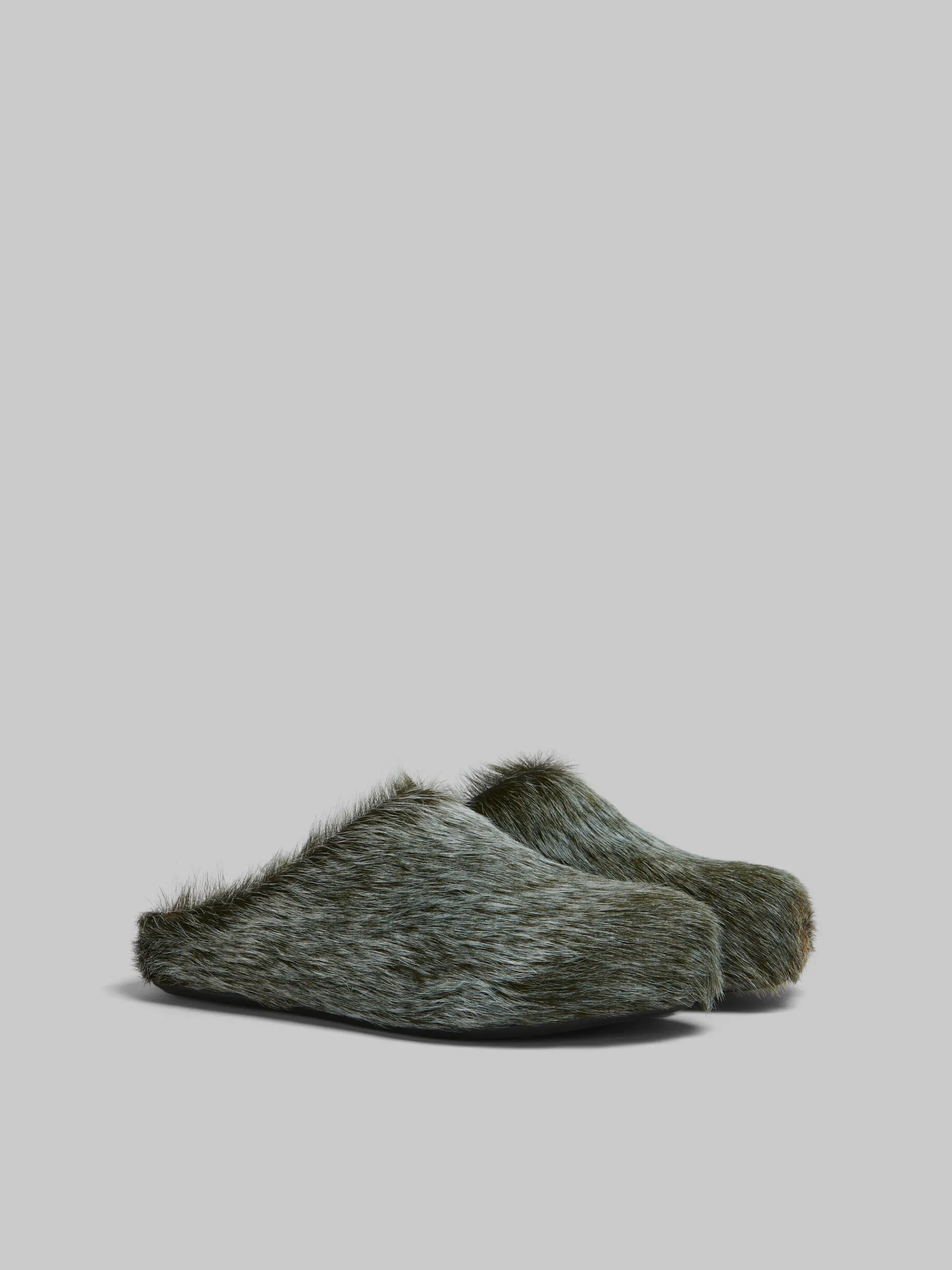 Flats | Fussbett>Marni Blue-grey Long Hair Calfskin Fussbett Sabot BLUESODALITE