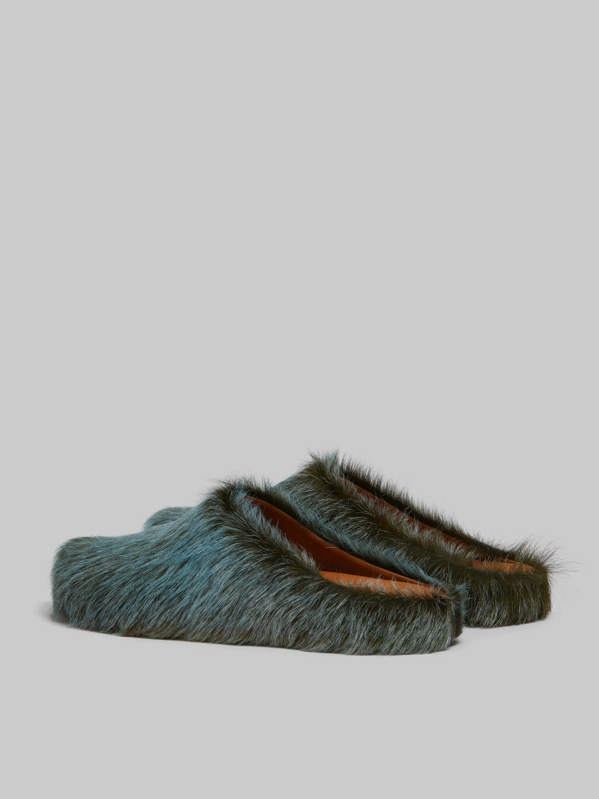 Fussbett Sabot | Pablo Sneakers>Marni Blue-grey Long Hair Calfskin Fussbett Sabot BLUESODALITE