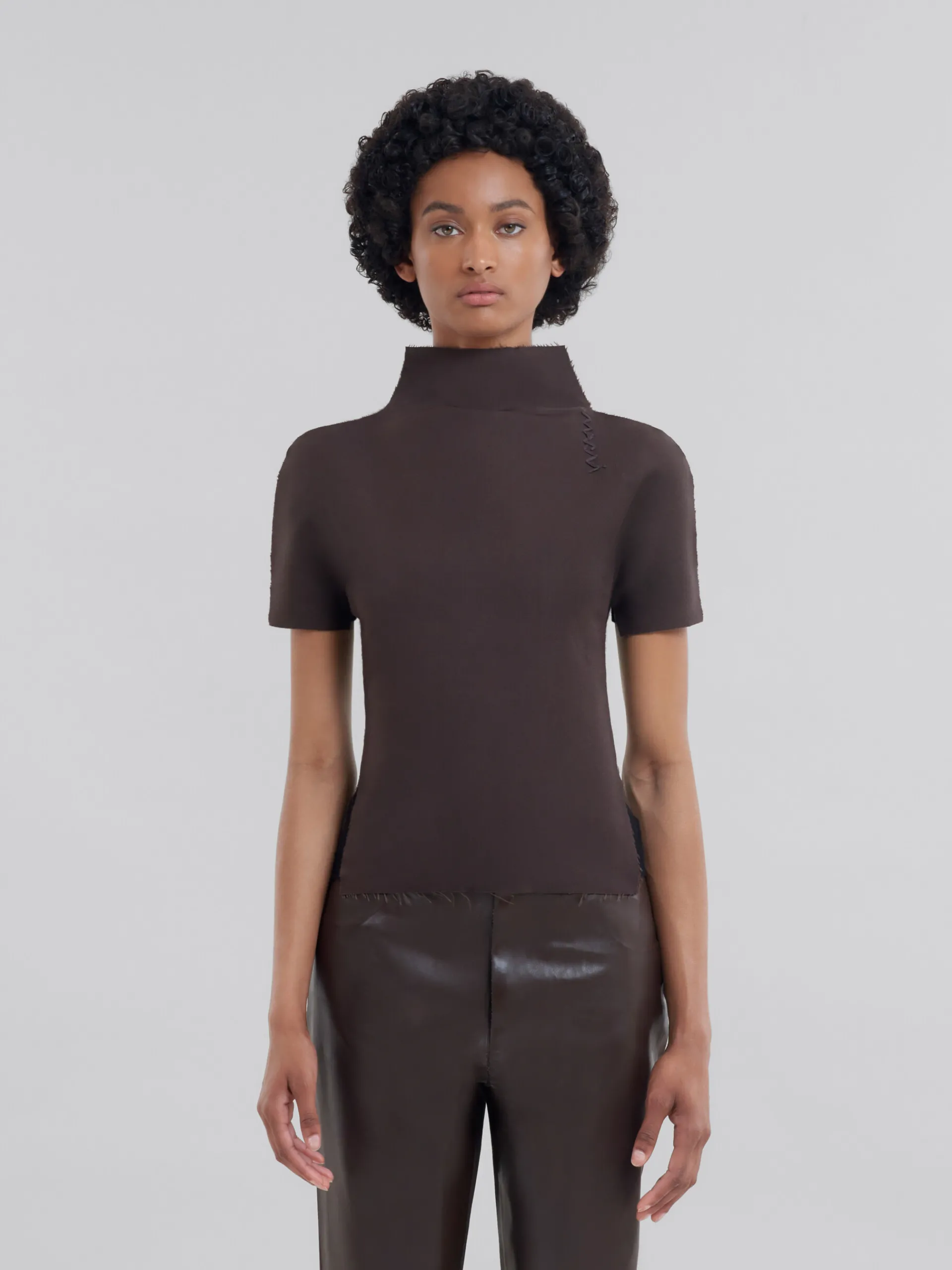 Knitwear>Marni Brown And Wool And Cashmere Sweater BLACK
