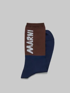 Socks>Marni Brown And Blue Socks With Logo TONIC