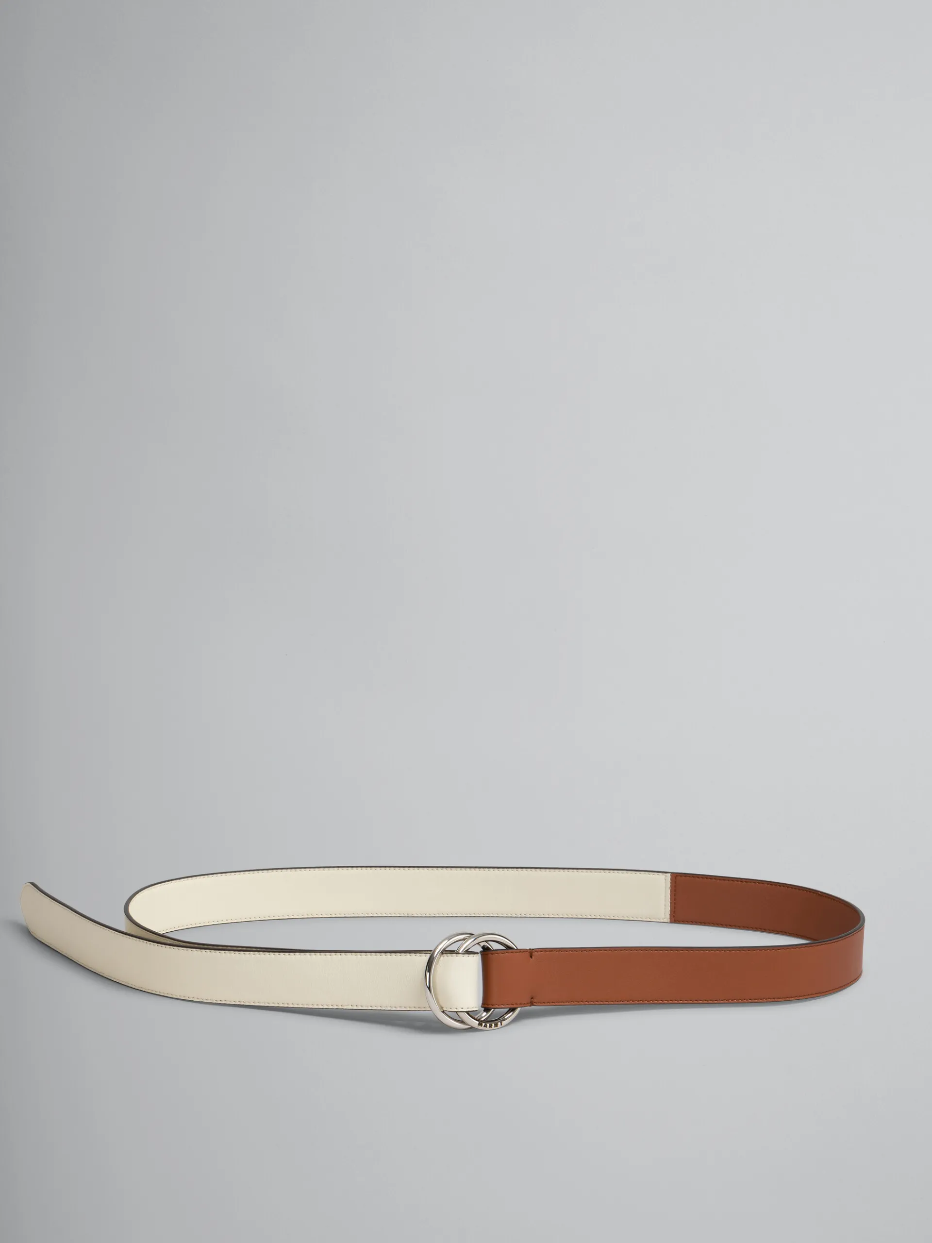 Other Accessories>Marni Brown And Cream Leather Belt With Ring Buckle CINNAMON/SHELL