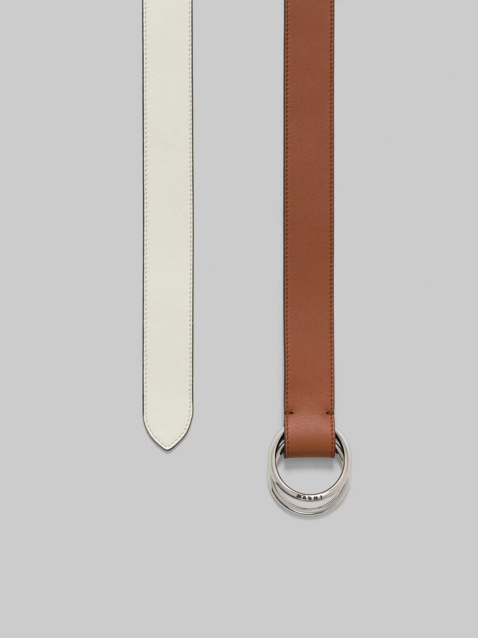 Other Accessories>Marni Brown And Cream Leather Belt With Ring Buckle CINNAMON/SHELL