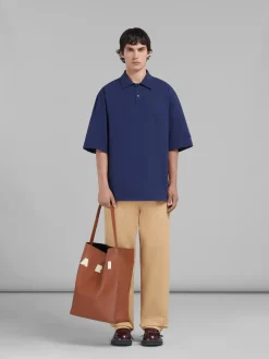Tote Bags>Marni Brown And White Leather Museo Hobo Bag With Patches MOCA/IVORY