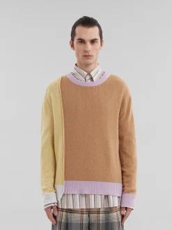 Knitwear>Marni Brown Cashmere Colour-block Jumper ENDIVE/PINK