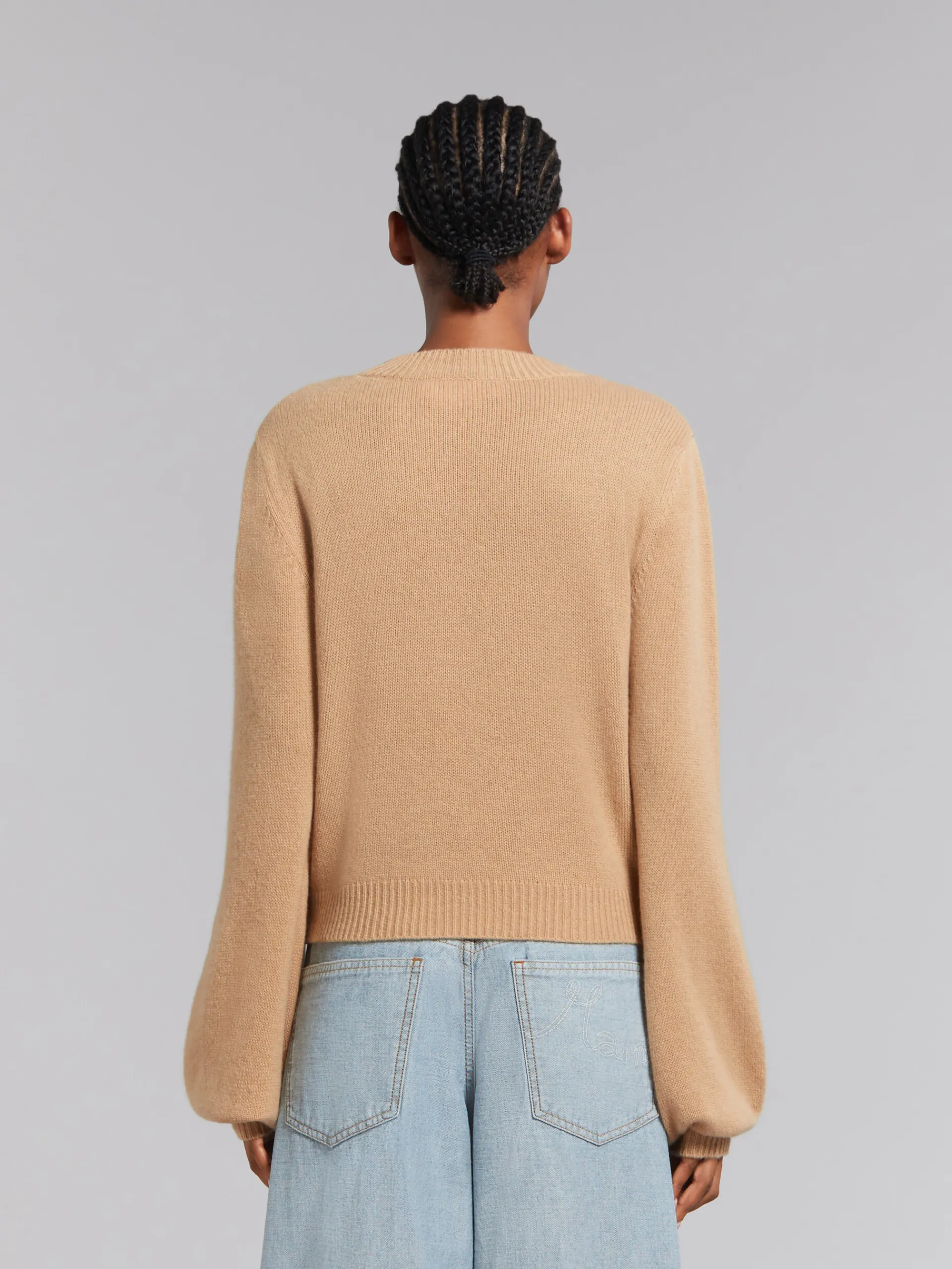 Knitwear>Marni Brown Cashmere Jumper With Mending Patch BUTTERCREAM