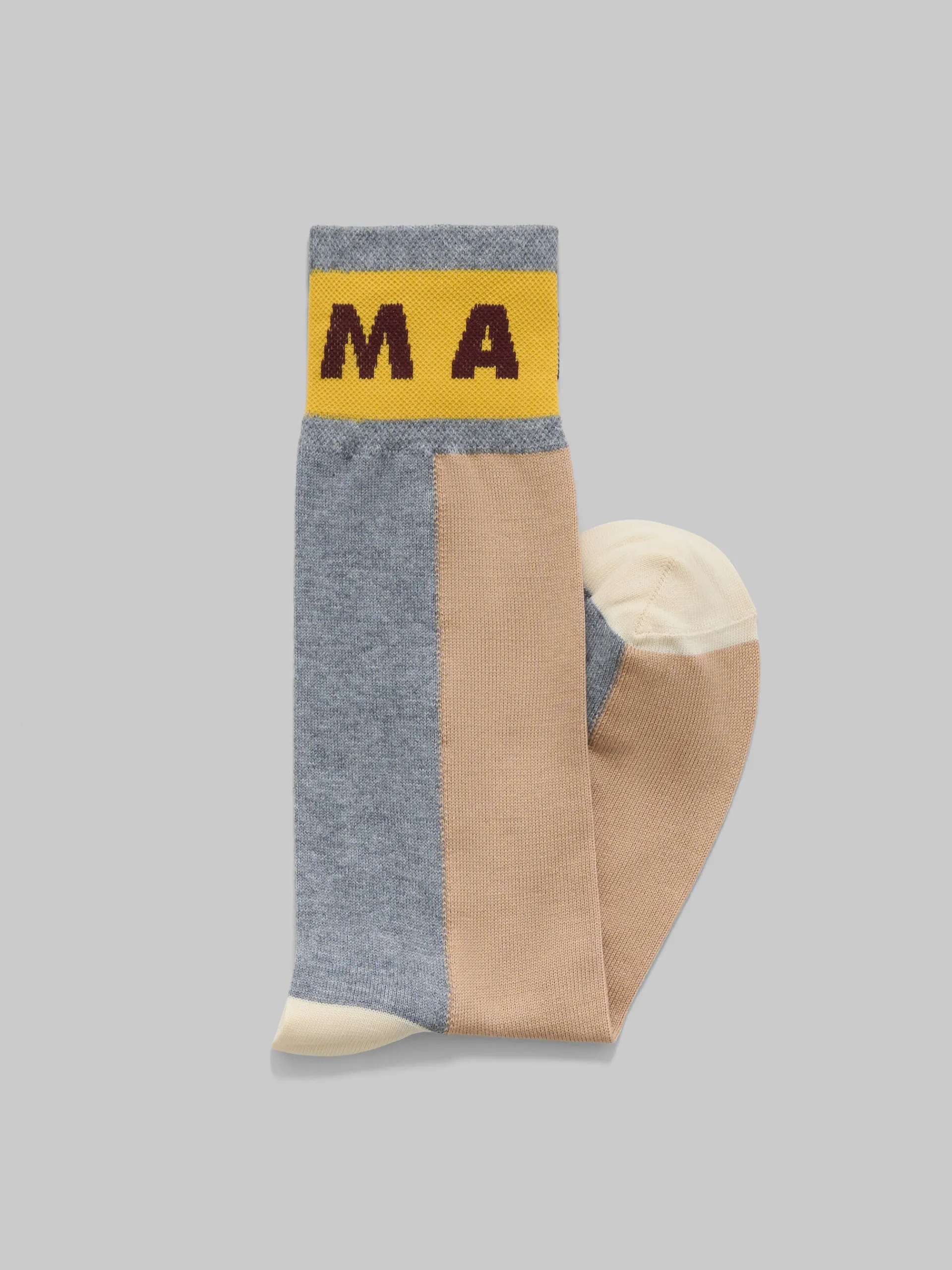 Socks>Marni Brown Colour-block Cotton Socks EARTHOFSIENA