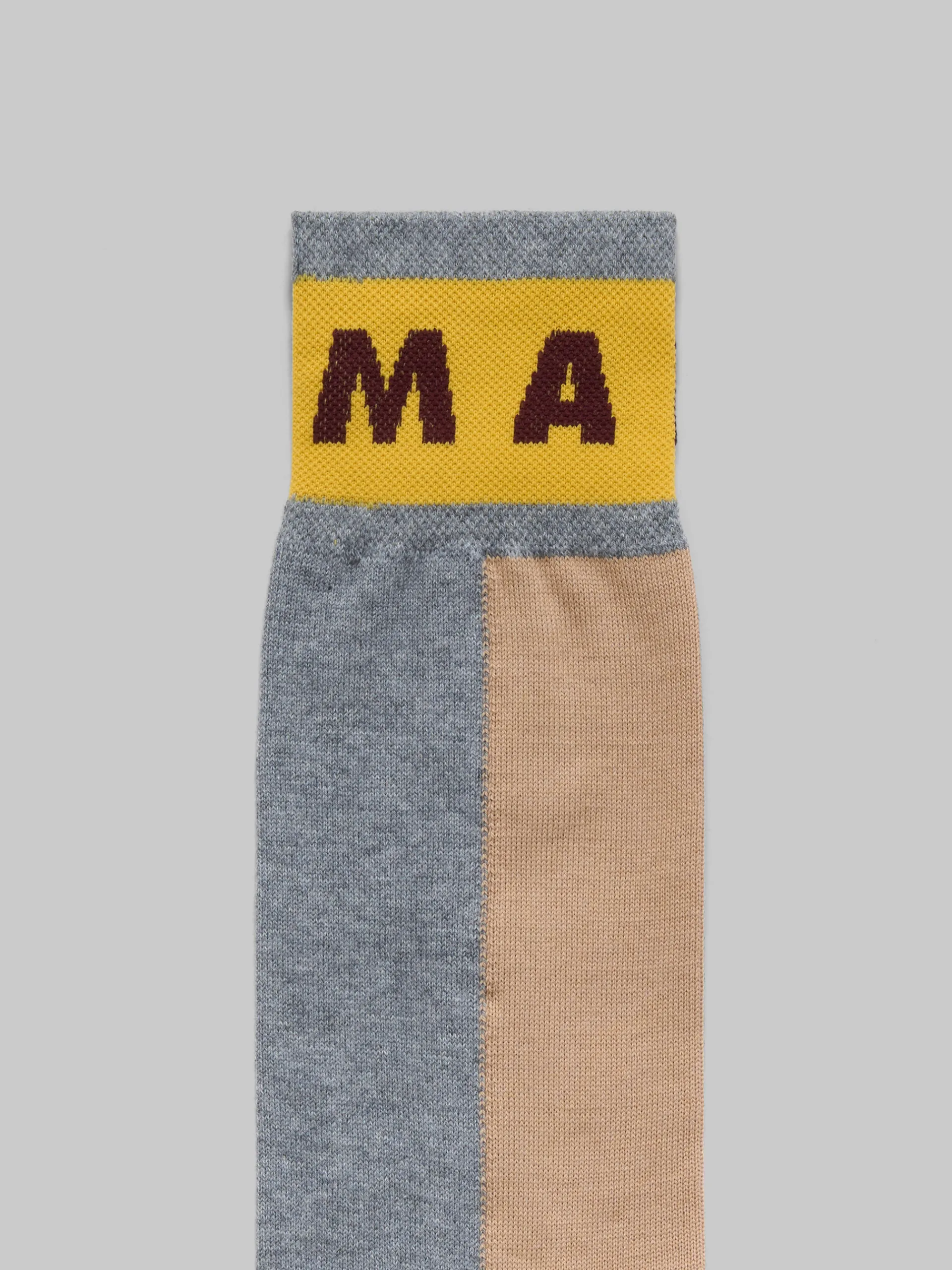 Socks>Marni Brown Colour-block Cotton Socks EARTHOFSIENA