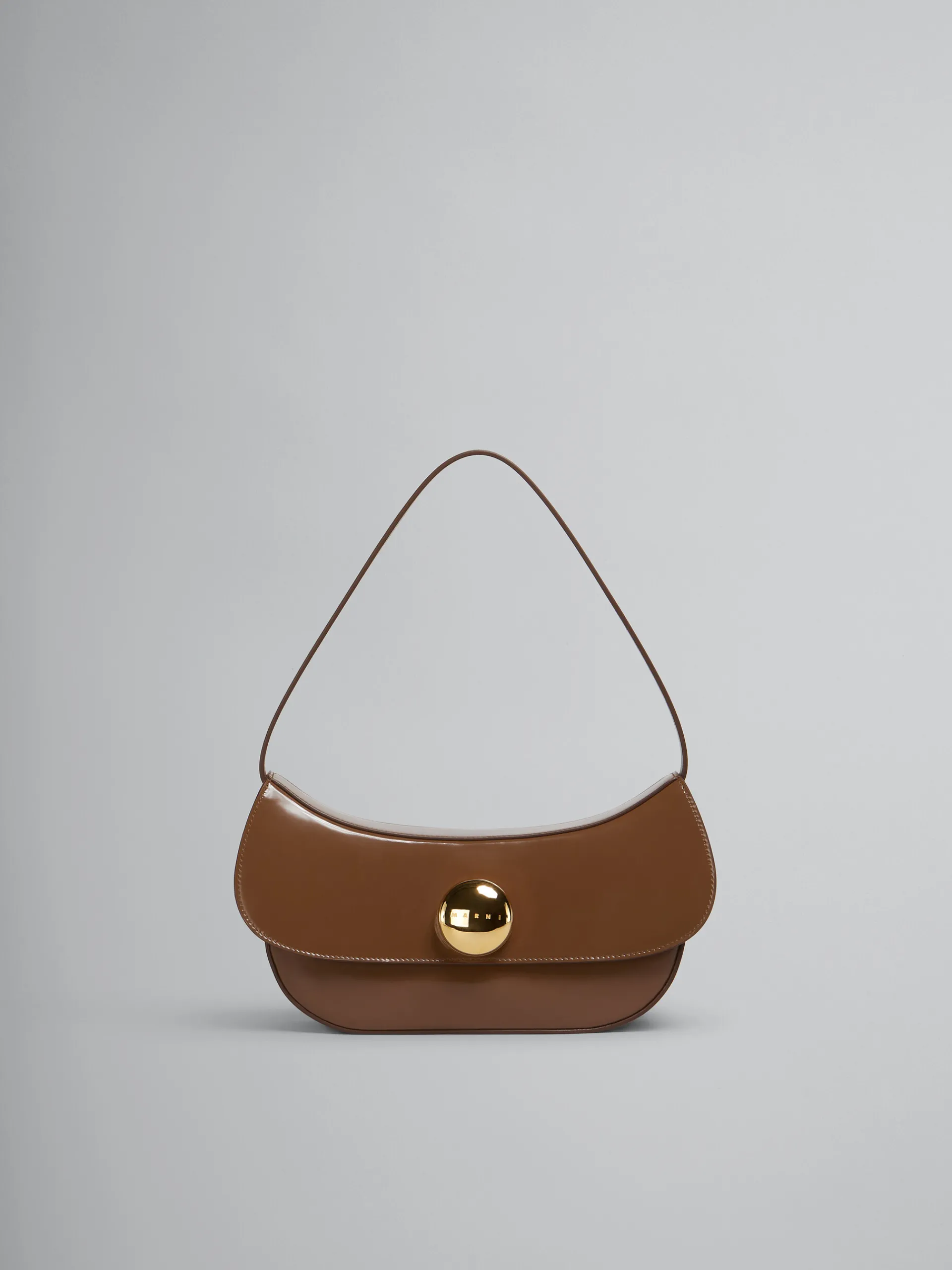 Shoulder Bags>Marni Brown Leather Butterfly Medium Hobo Bag MAROON