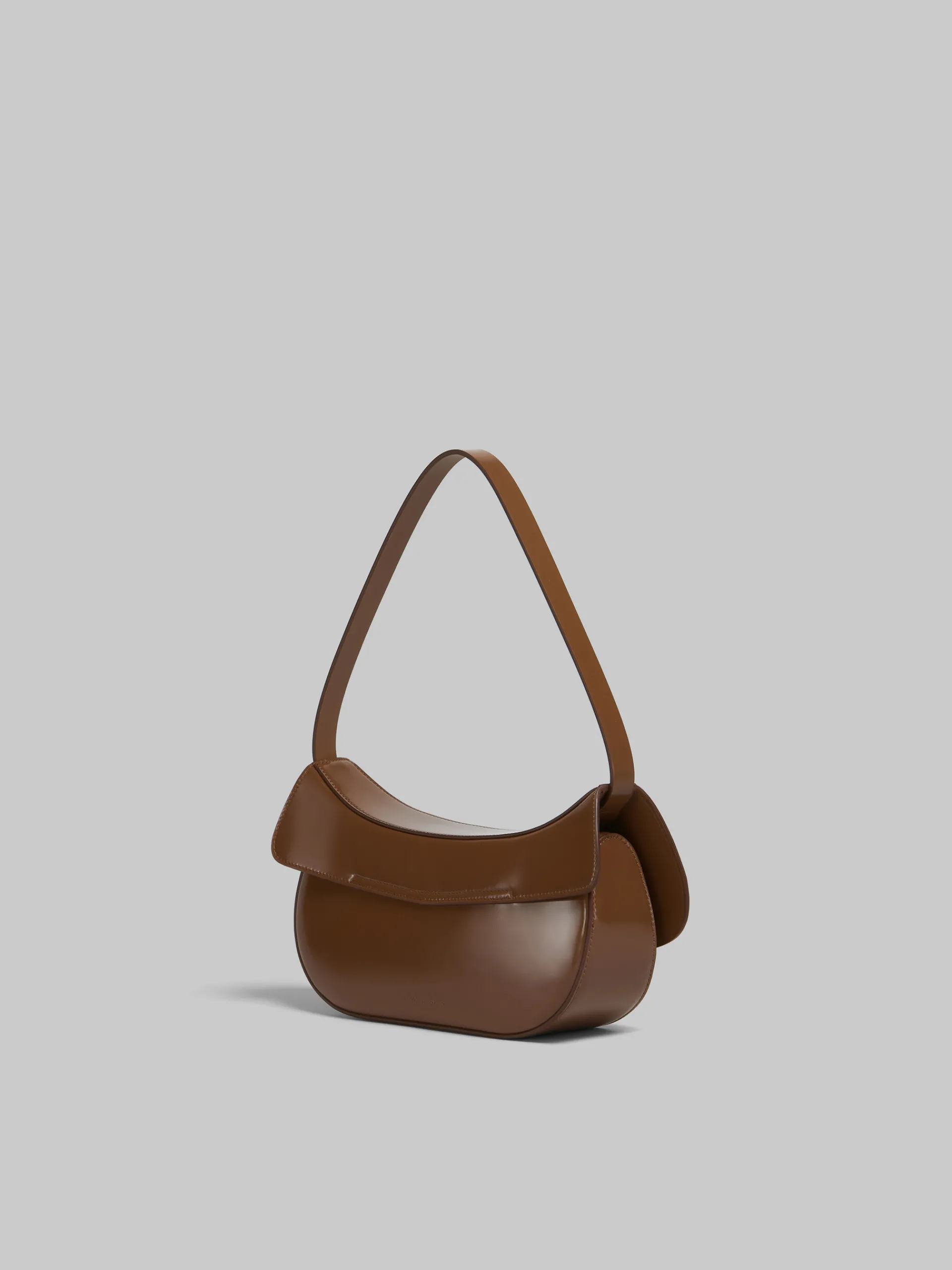 Shoulder Bags>Marni Brown Leather Butterfly Medium Hobo Bag MAROON