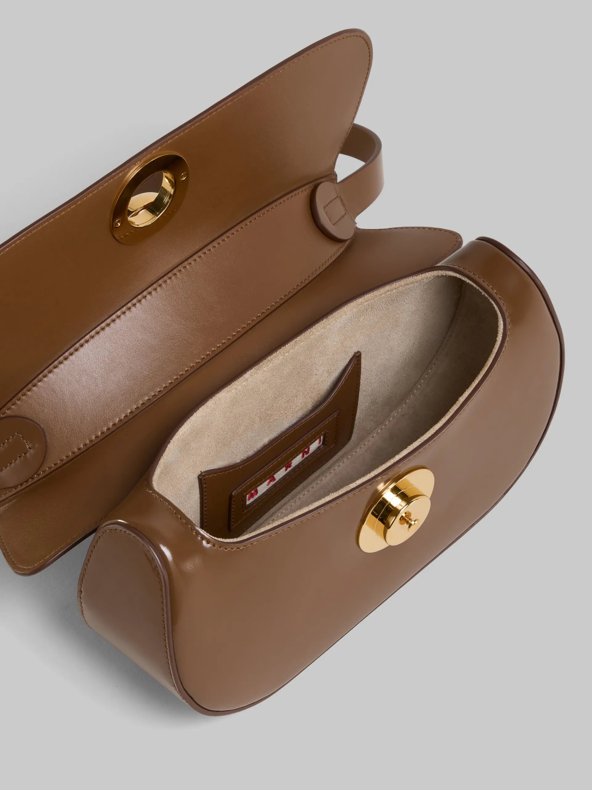 Shoulder Bags>Marni Brown Leather Butterfly Medium Hobo Bag MAROON