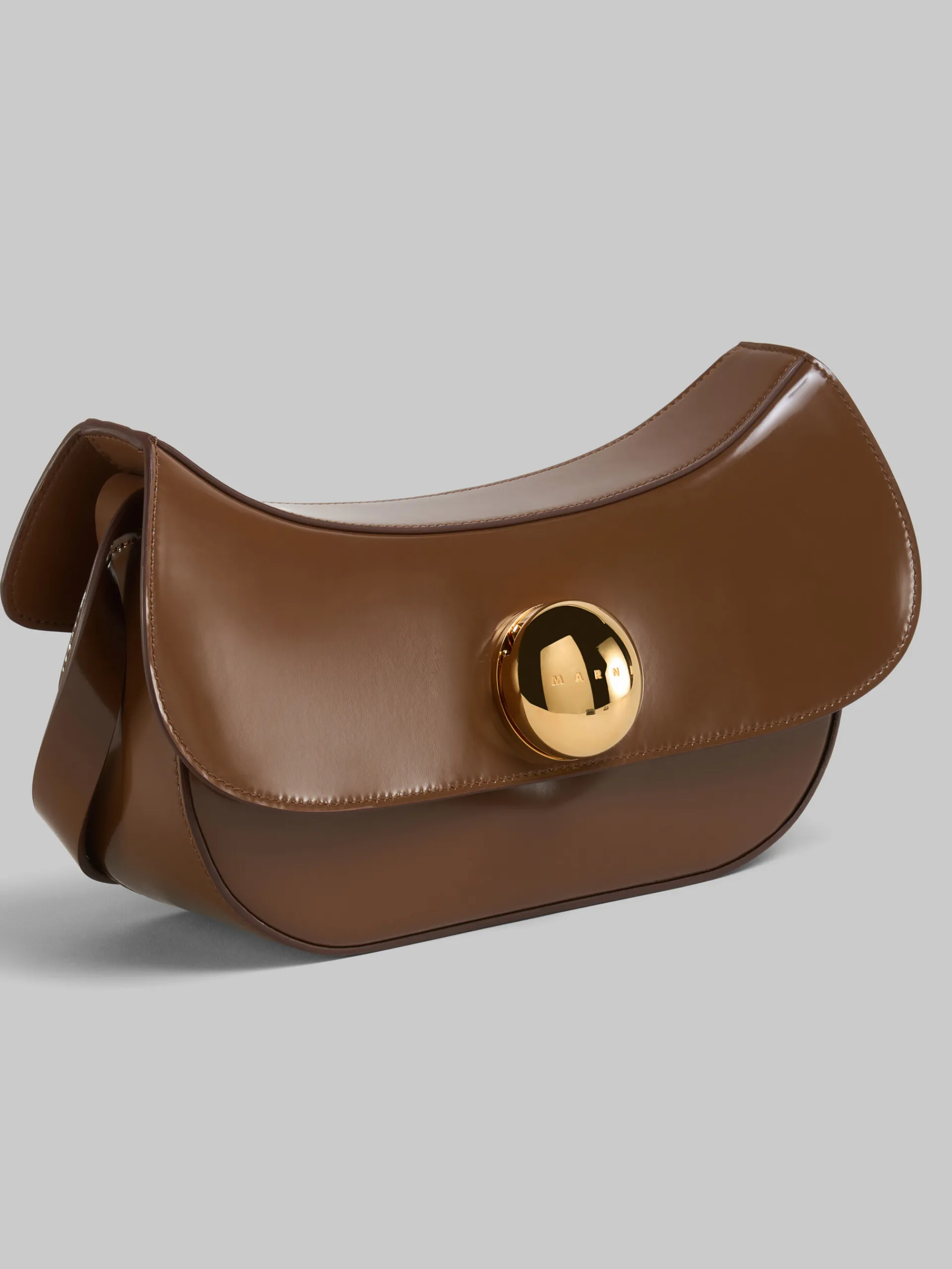 Shoulder Bags>Marni Brown Leather Butterfly Medium Hobo Bag MAROON