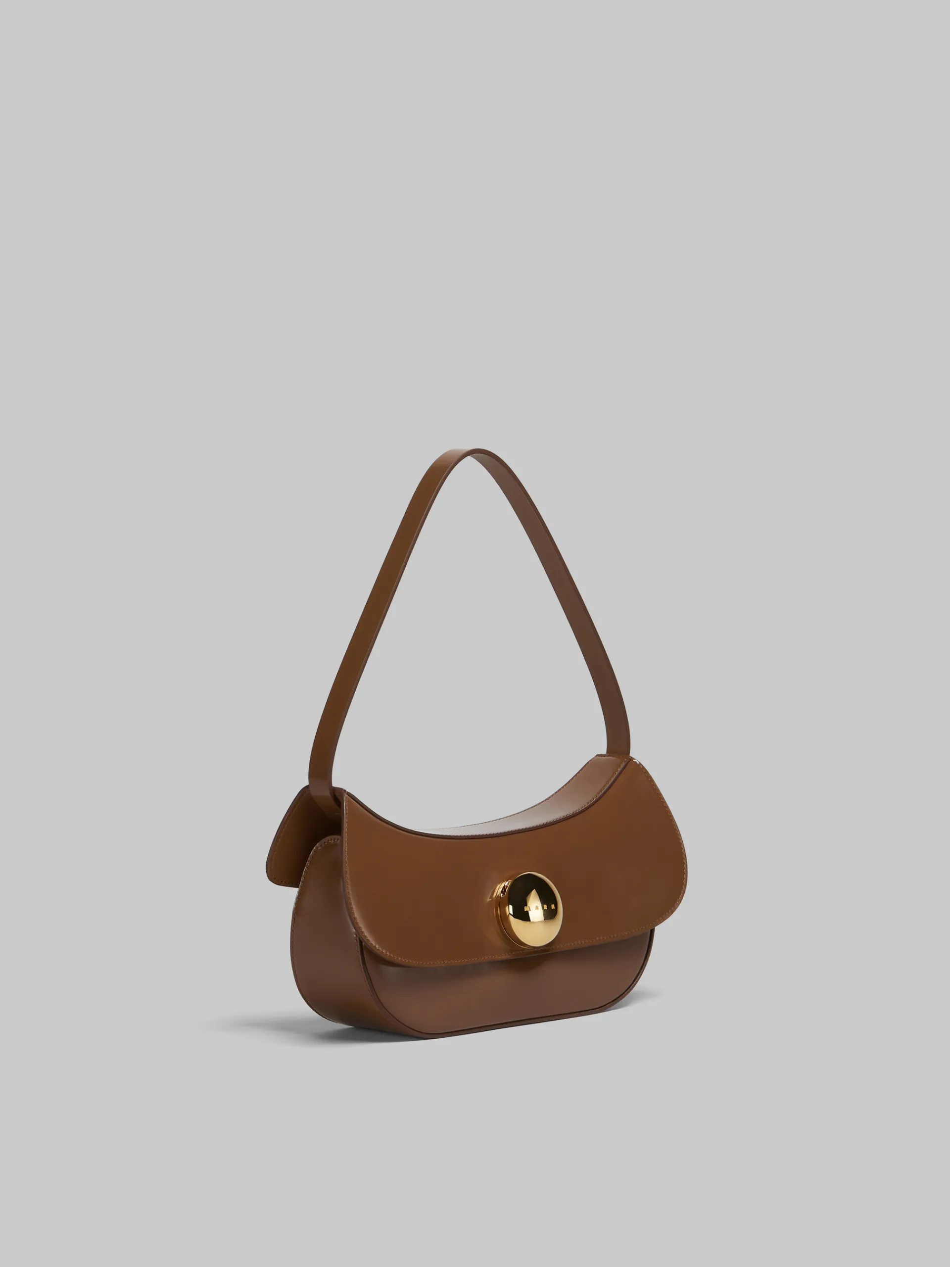 Shoulder Bags>Marni Brown Leather Butterfly Medium Hobo Bag MAROON