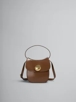 Shoulder Bags>Marni Brown Leather Butterfly Small Handbag MAROON