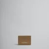 Wallets & Small Leather Goods>Marni Brown Leather Cardholder With Mending CRETA