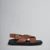 Slides & Sandals | Fussbett>Marni Brown Leather Fussbett MAROON